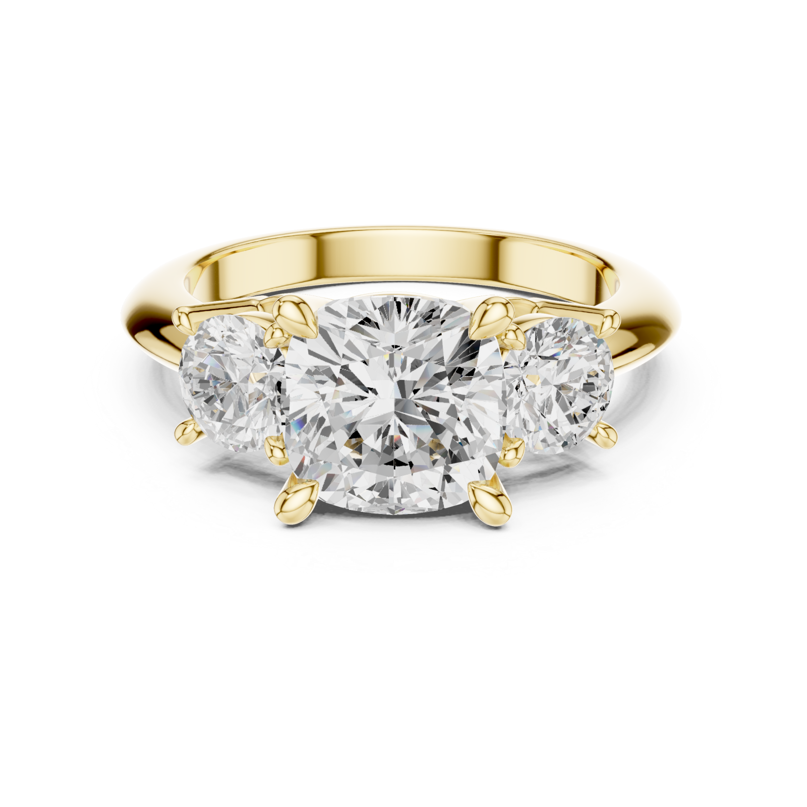  Gold Luminous Grace Trio Ring Front View