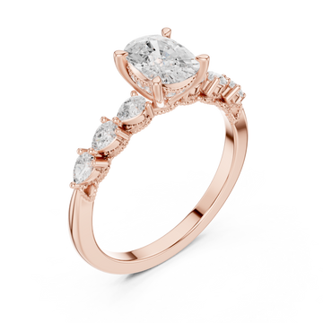  Rose Gold Marquise Embrace Petite Band Ring Right View