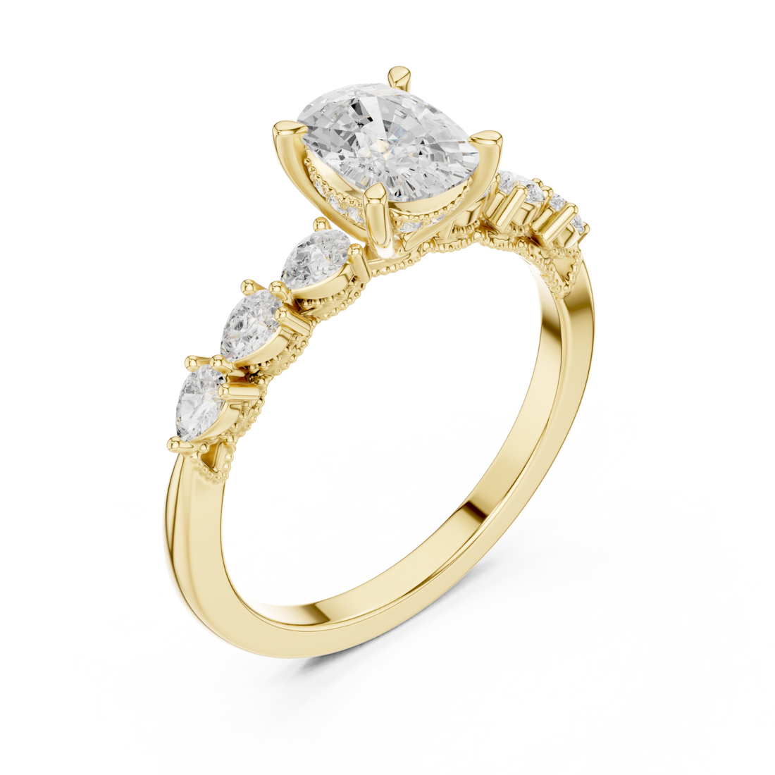 Gold Marquise Embrace Petite Band Ring Right View