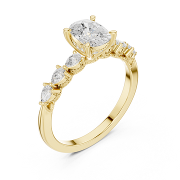 Gold Marquise Embrace Petite Band Ring Right View