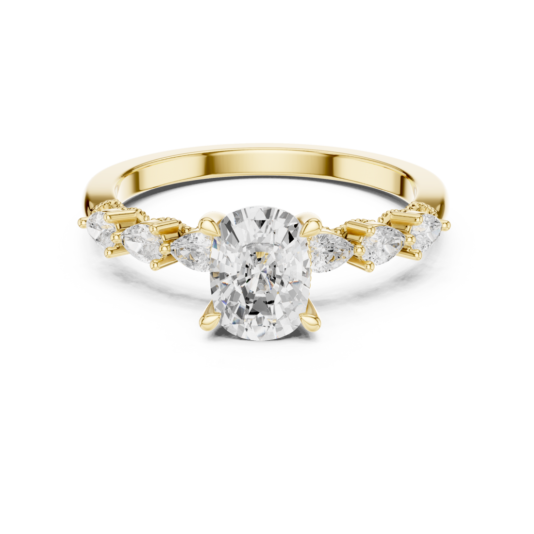 Gold Marquise Embrace Petite Band Ring Right View