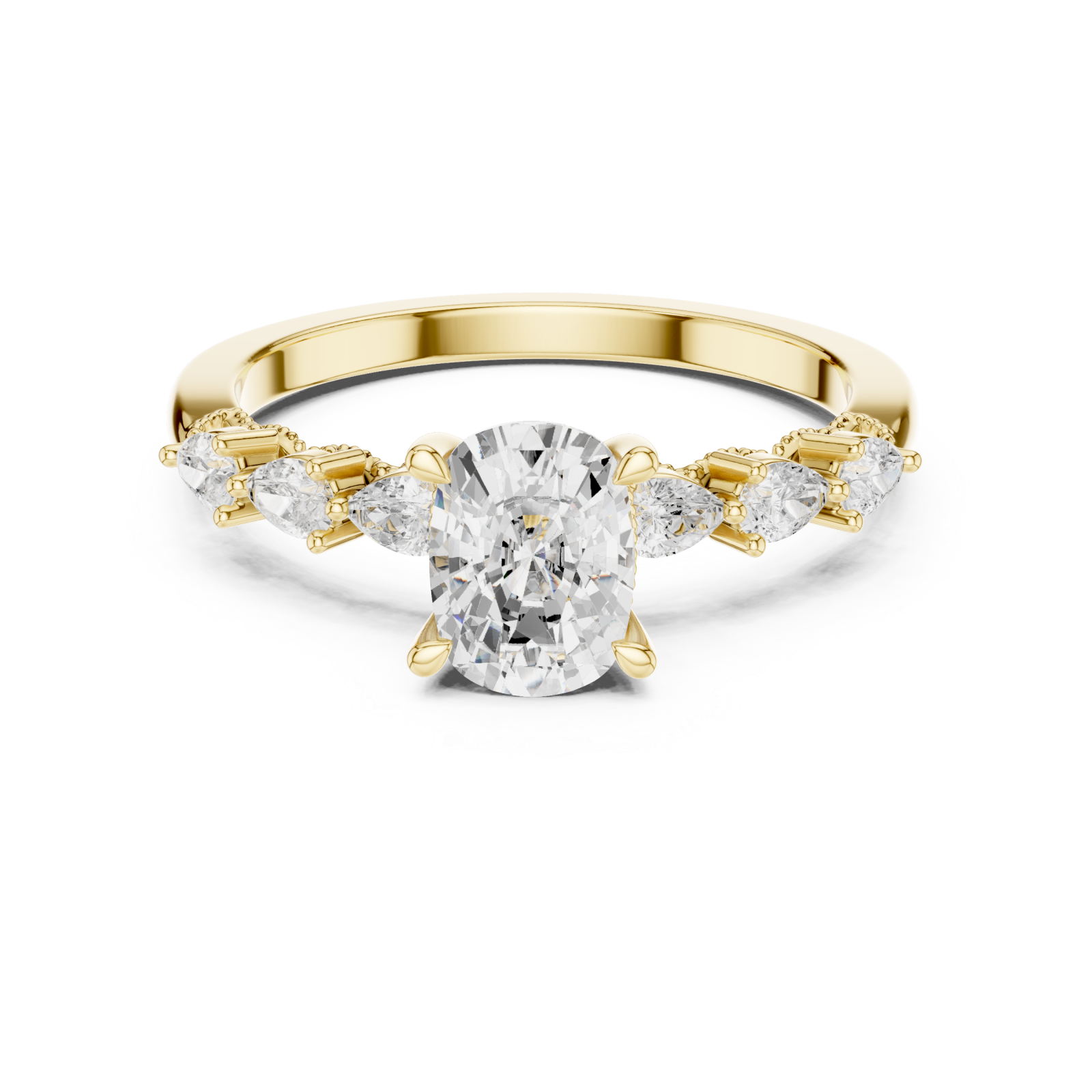 Gold Marquise Embrace Petite Band Ring Front View
