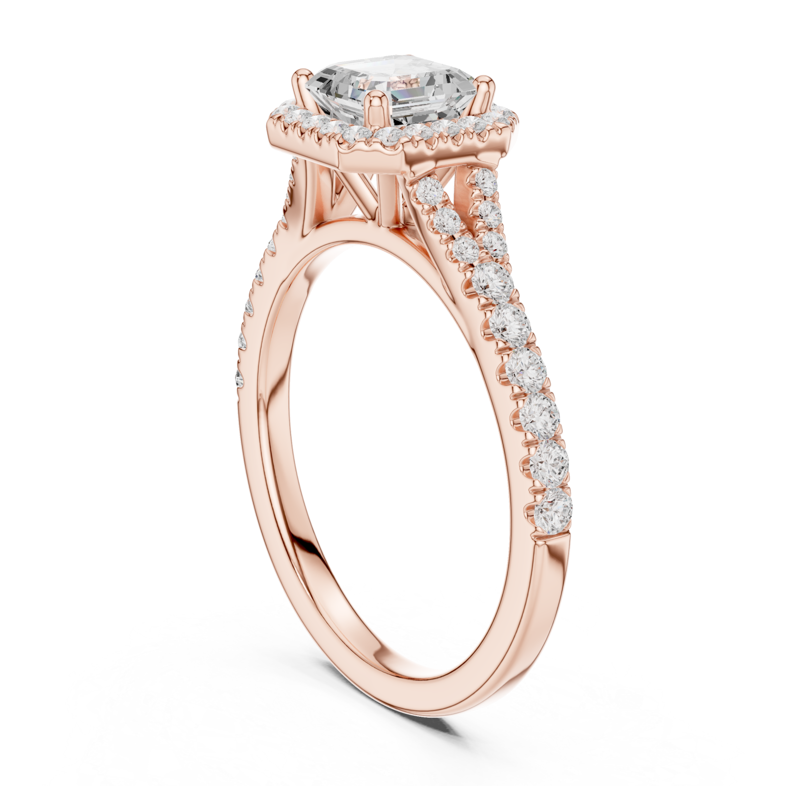  Rose Gold Twilight Radiance Halo Ring Left View