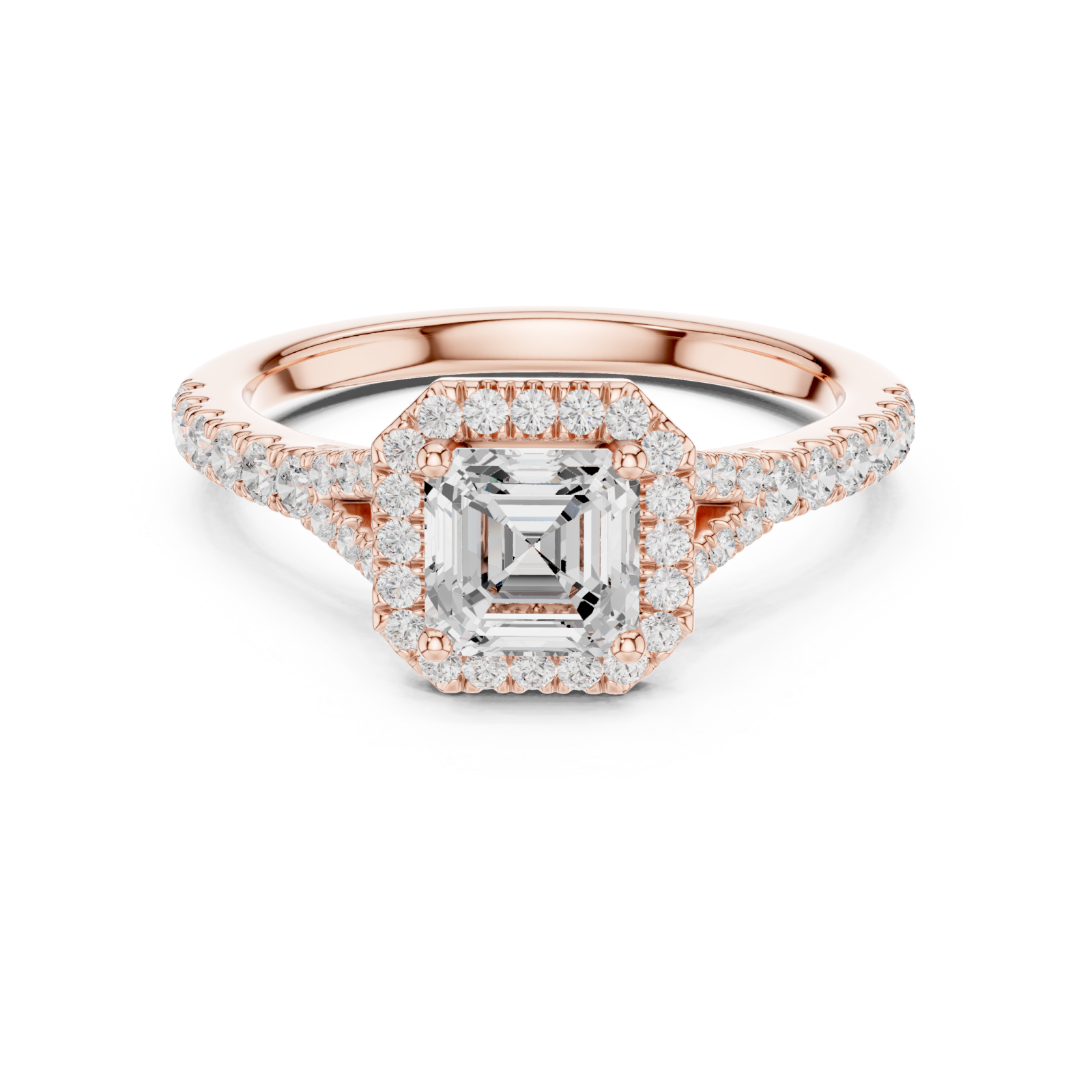 Rose Gold Twilight Radiance Halo Ring Front View