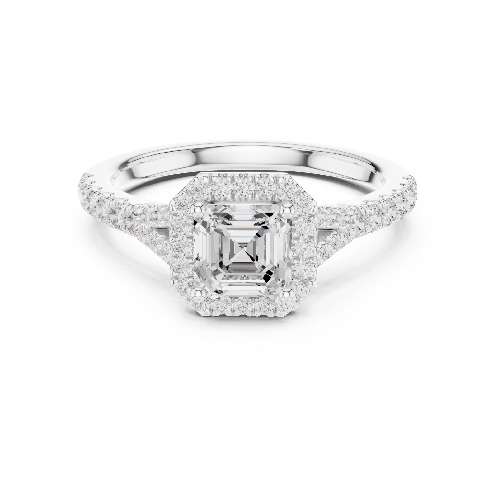  White Gold Twilight Radiance Halo Ring Front View