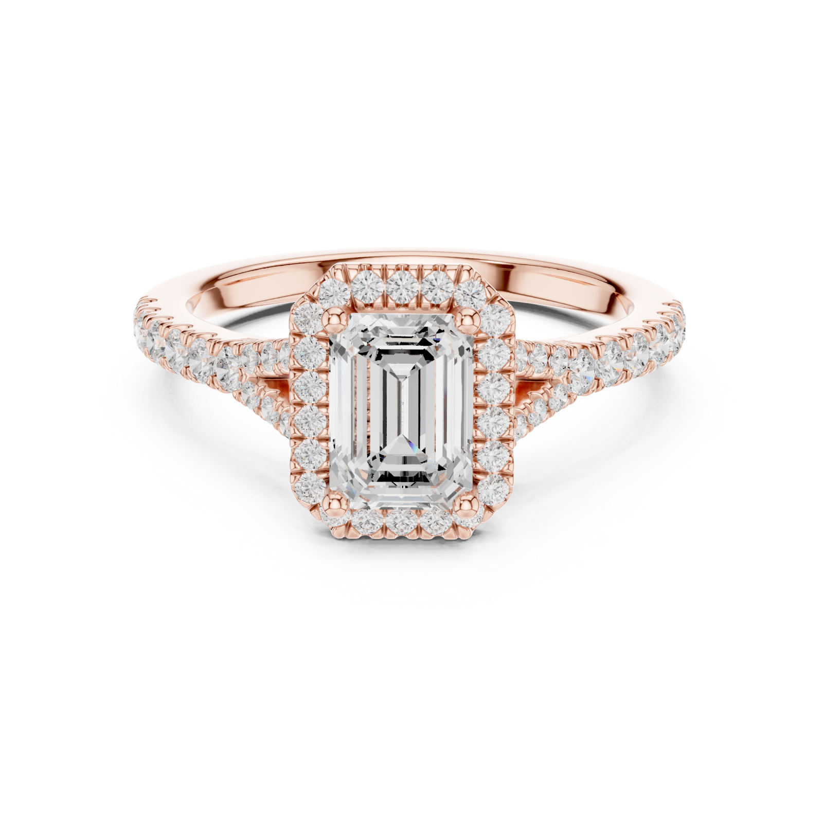  Rose Gold Luminous Halo Crown Ring Front View
