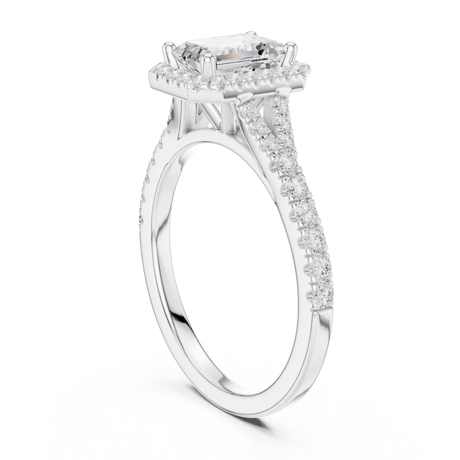  White Gold Luminous Halo Crown Ring Left View