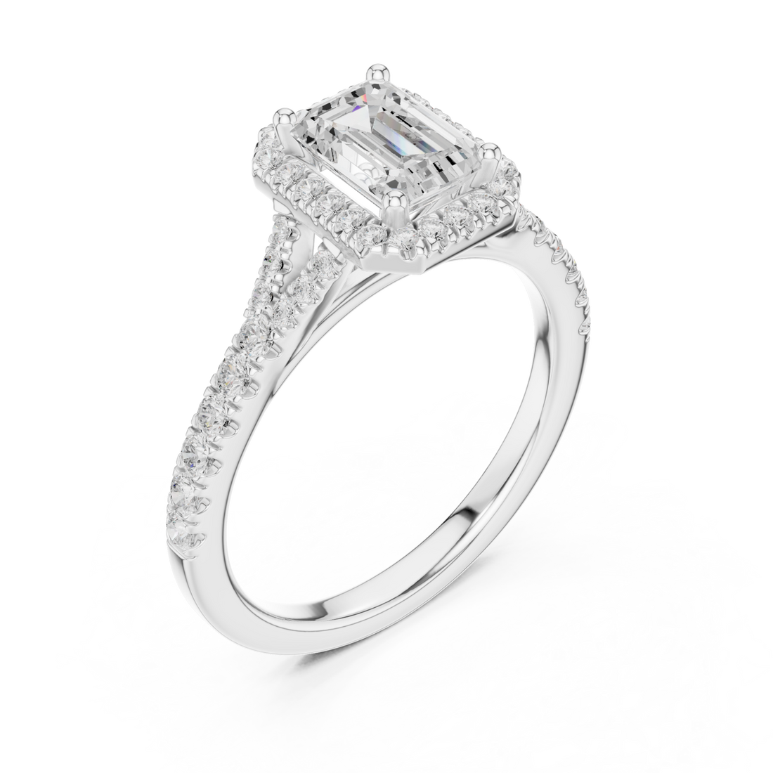  White Gold Luminous Halo Crown Ring Right View