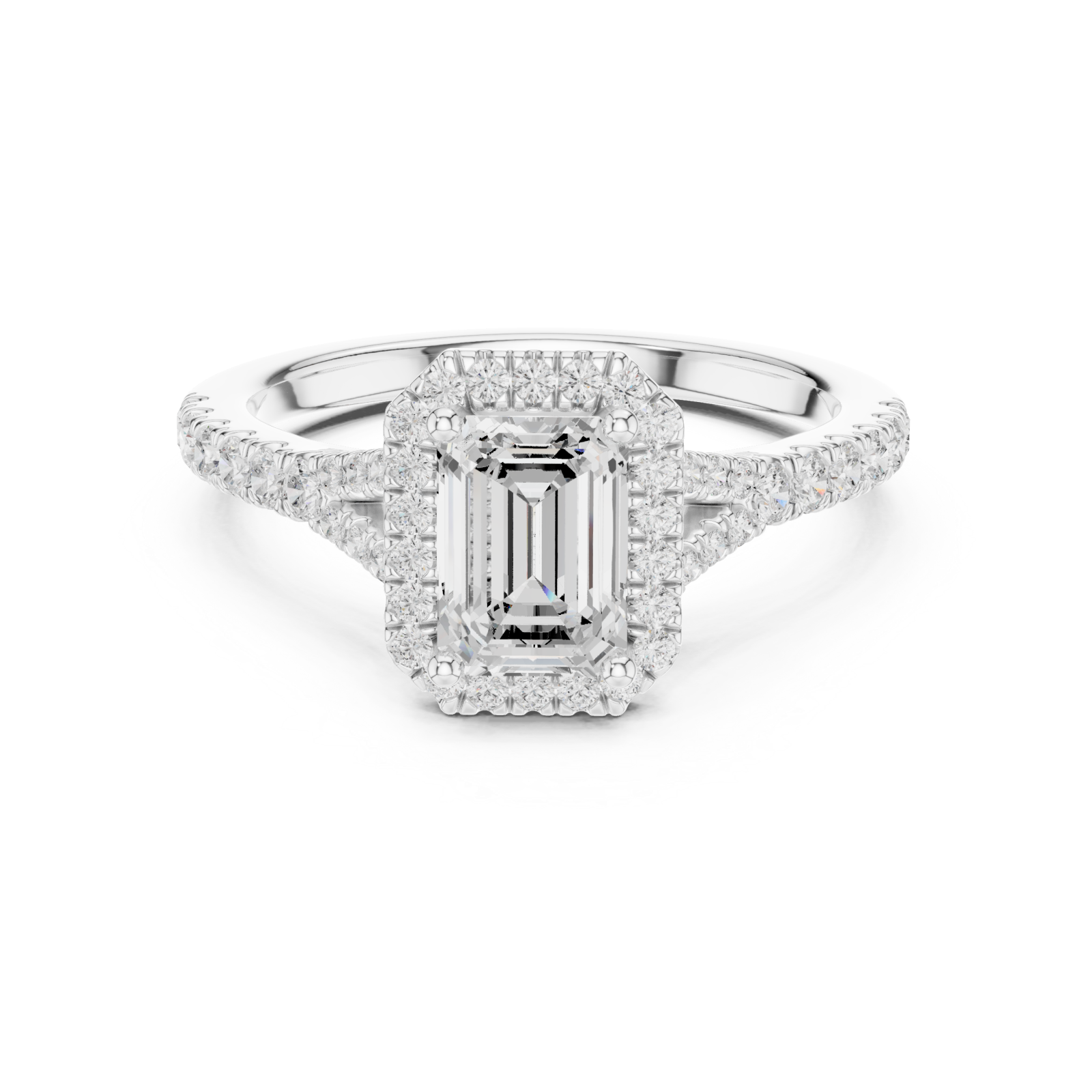  White Gold Luminous Halo Crown Ring Front View