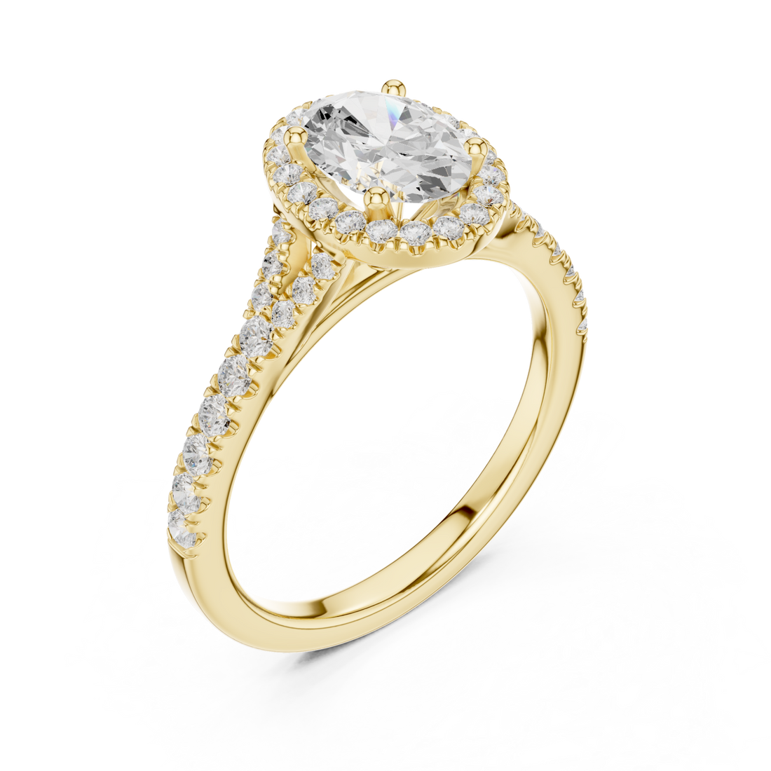 Gold Lustrous Radiance Halo Ring Right View