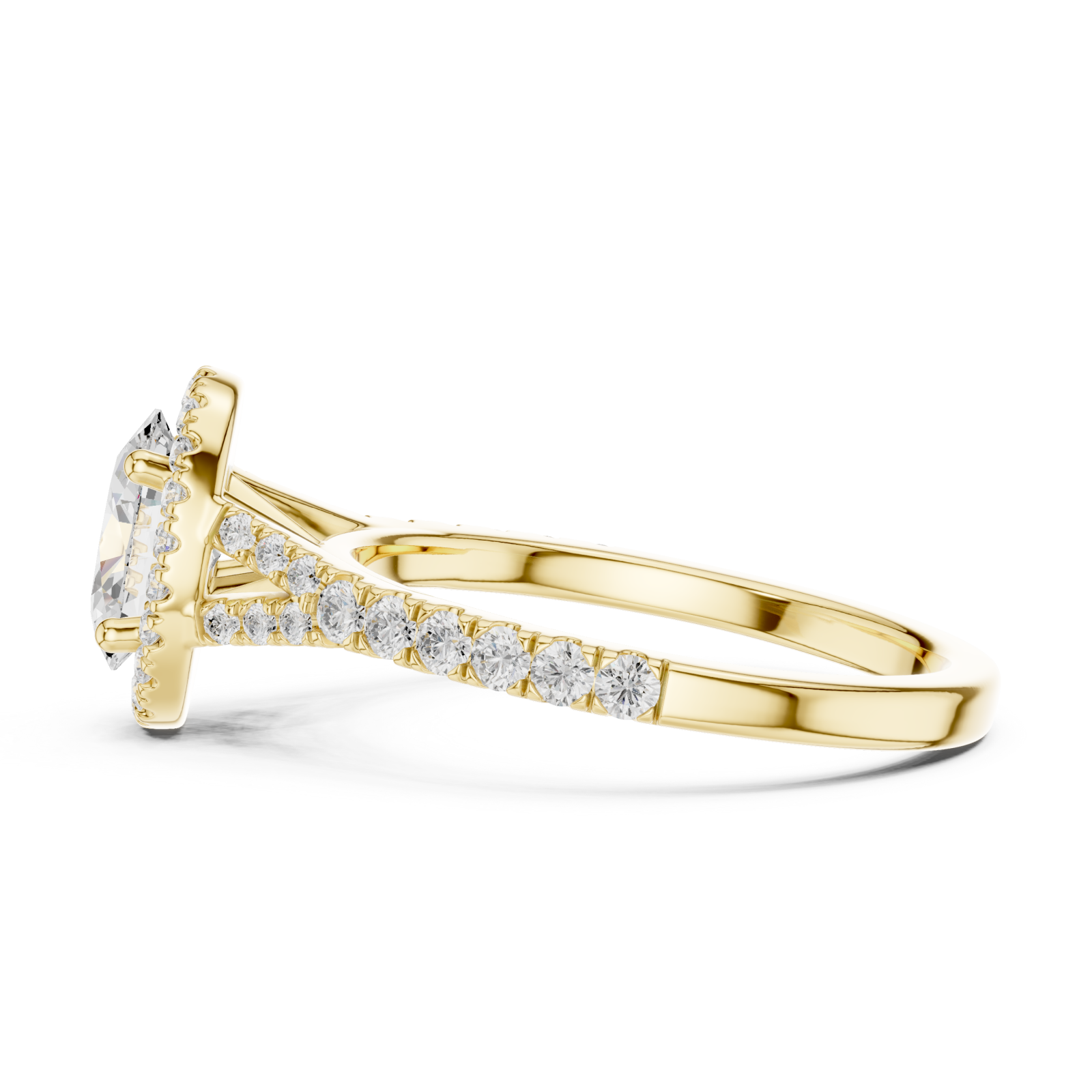  Gold Lustrous Radiance Halo Ring Side View