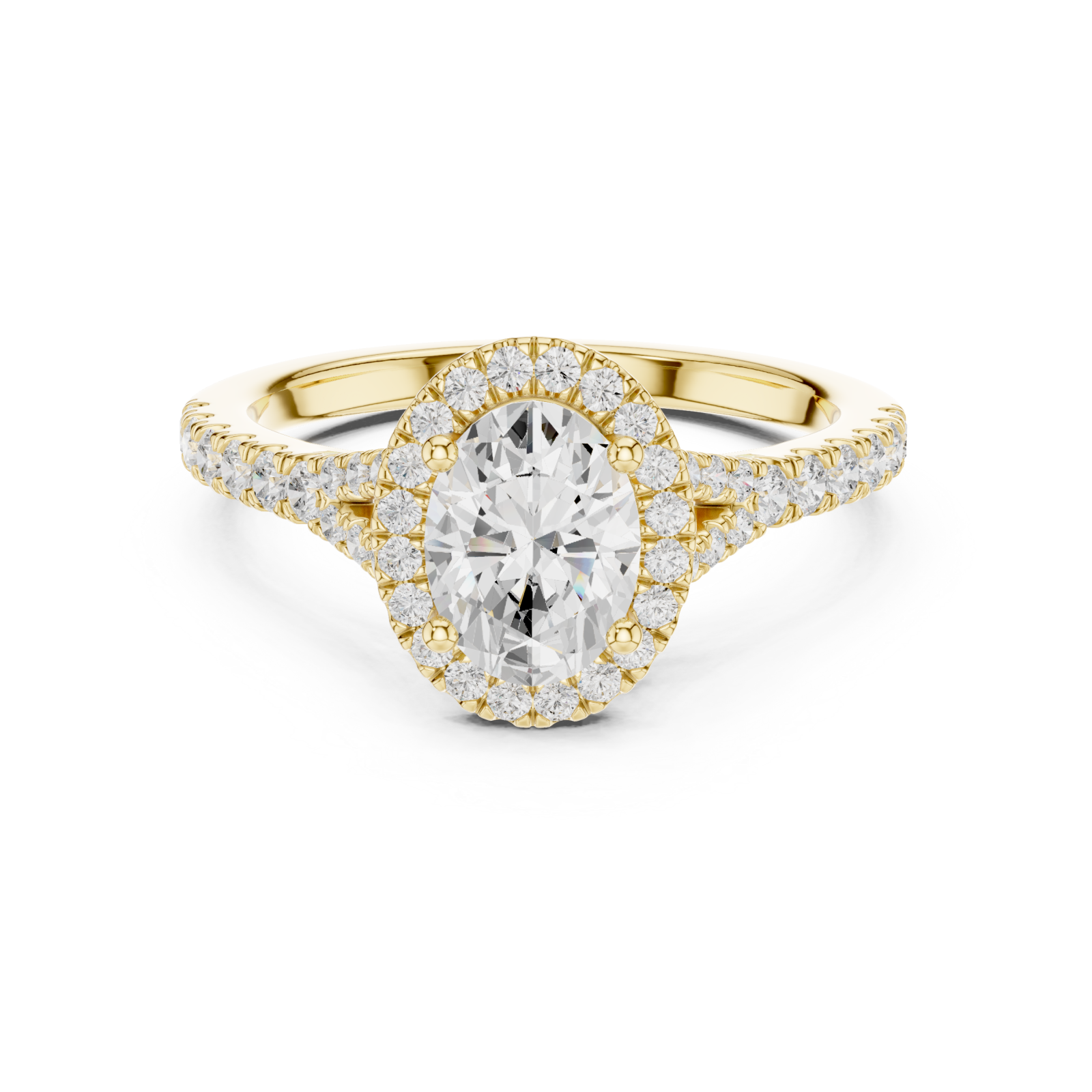  Gold Lustrous Radiance Halo Ring Front View