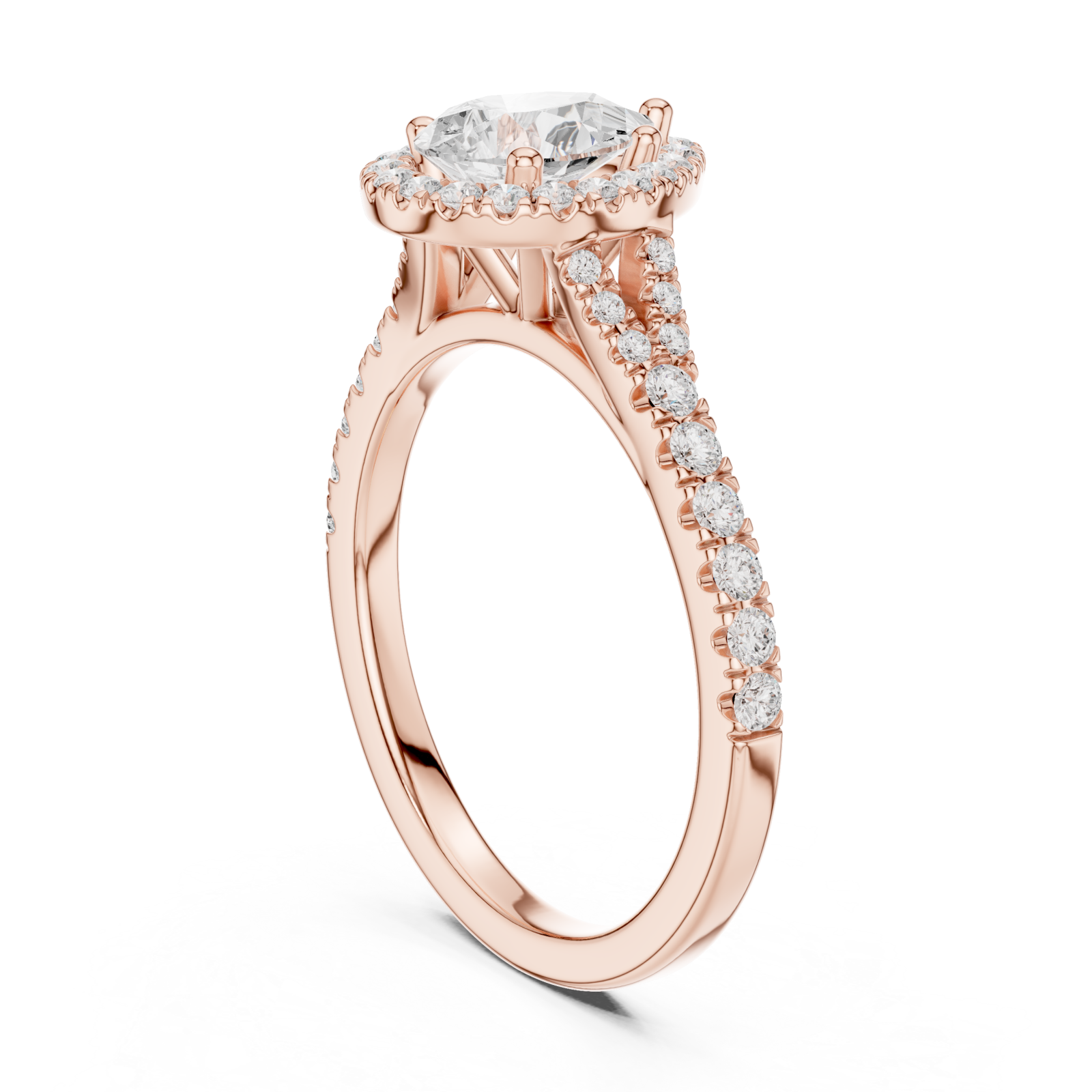  Rose Gold Adorned Halo Teardrop Ring Left View