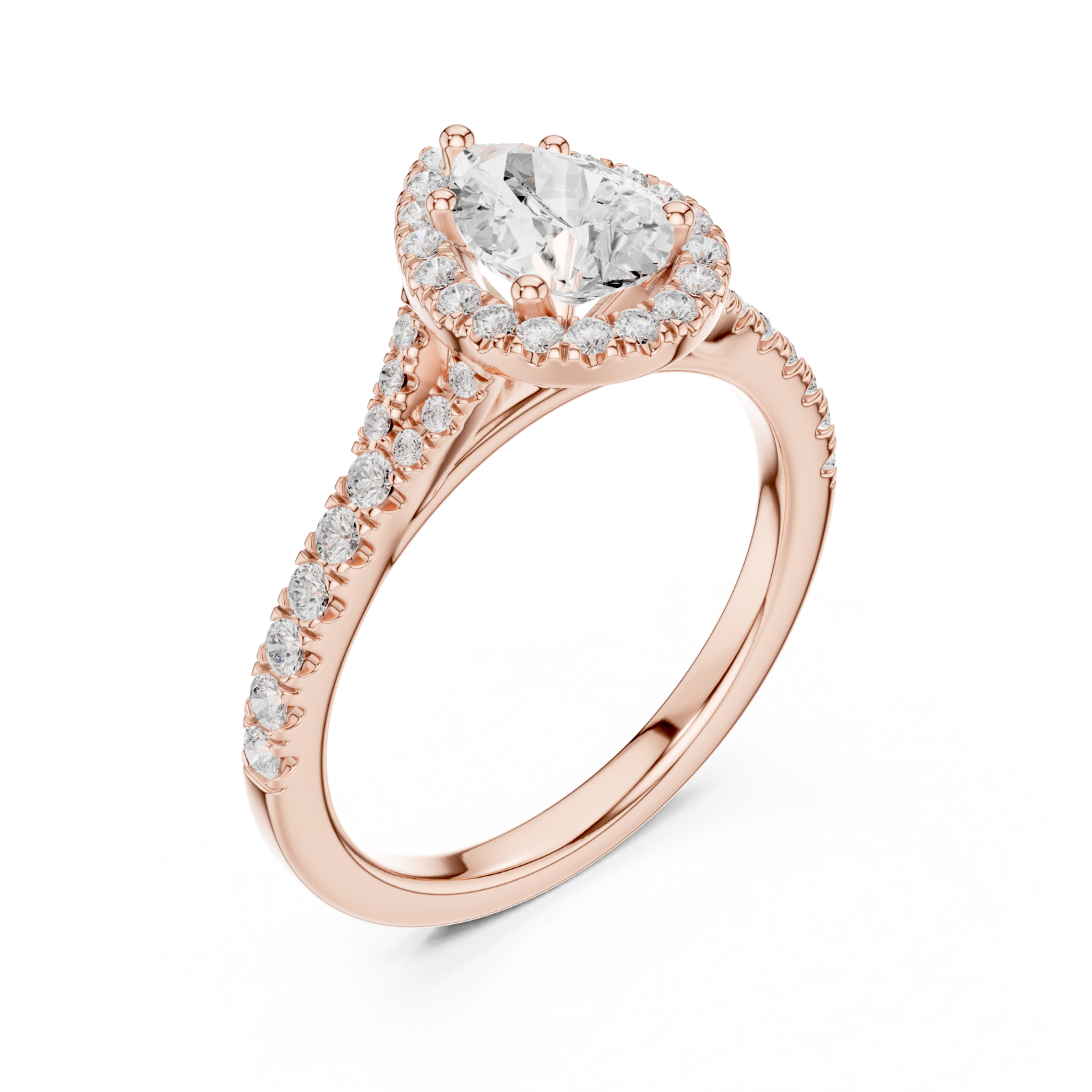  Rose Gold Adorned Halo Teardrop Ring Right View