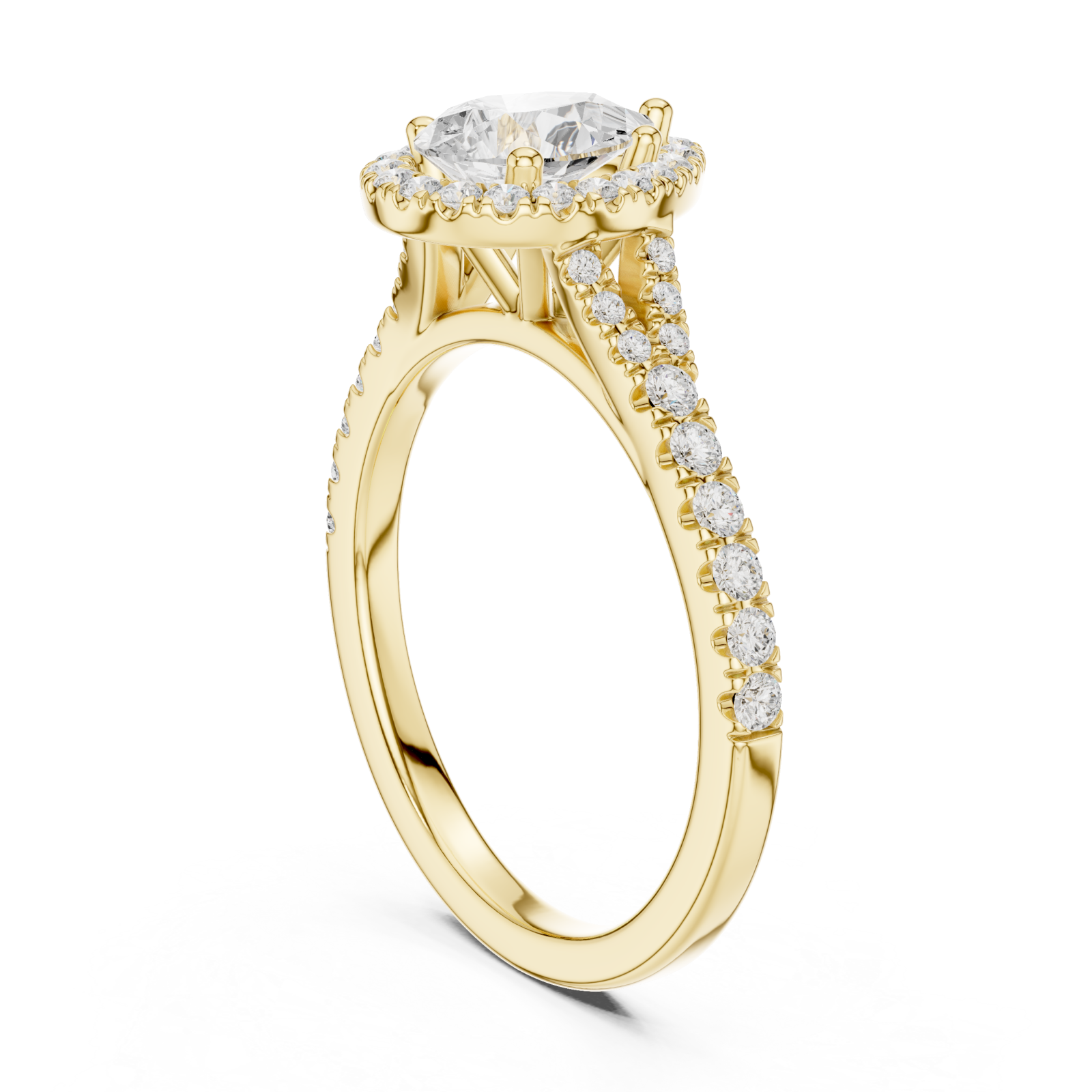  Gold Adorned Halo Teardrop Ring Left View