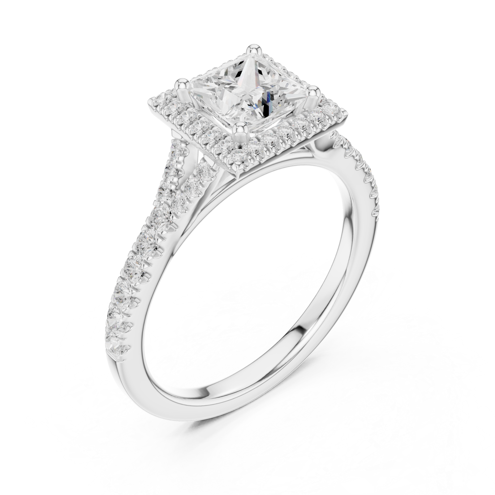  White Gold Royal Radiance Square Halo Ring Right View