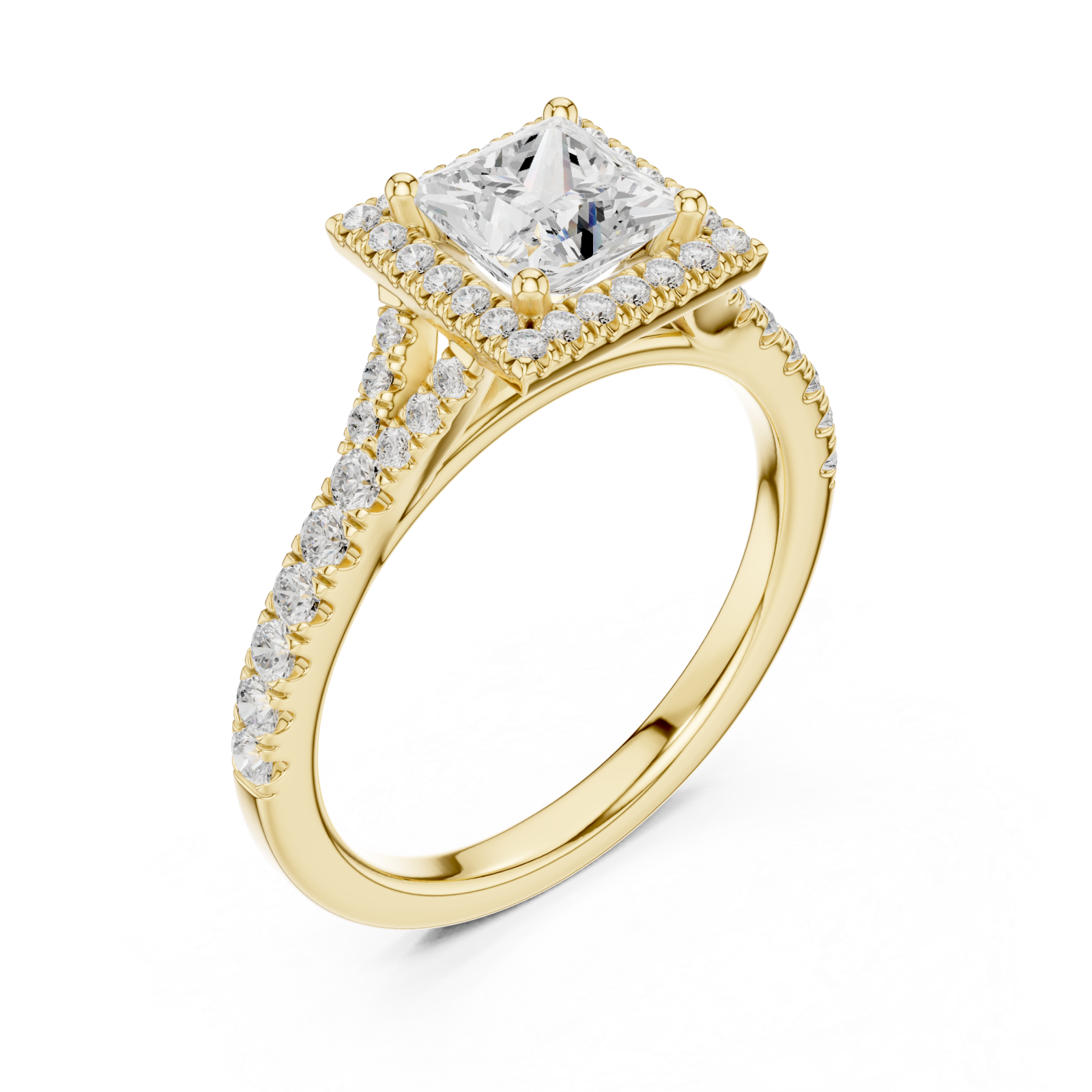 Gold Royal Radiance Square Halo Ring Right View