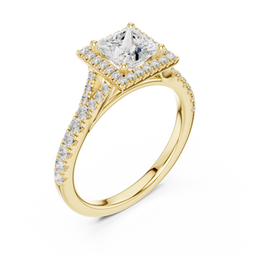 Gold Royal Radiance Square Halo Ring Right View