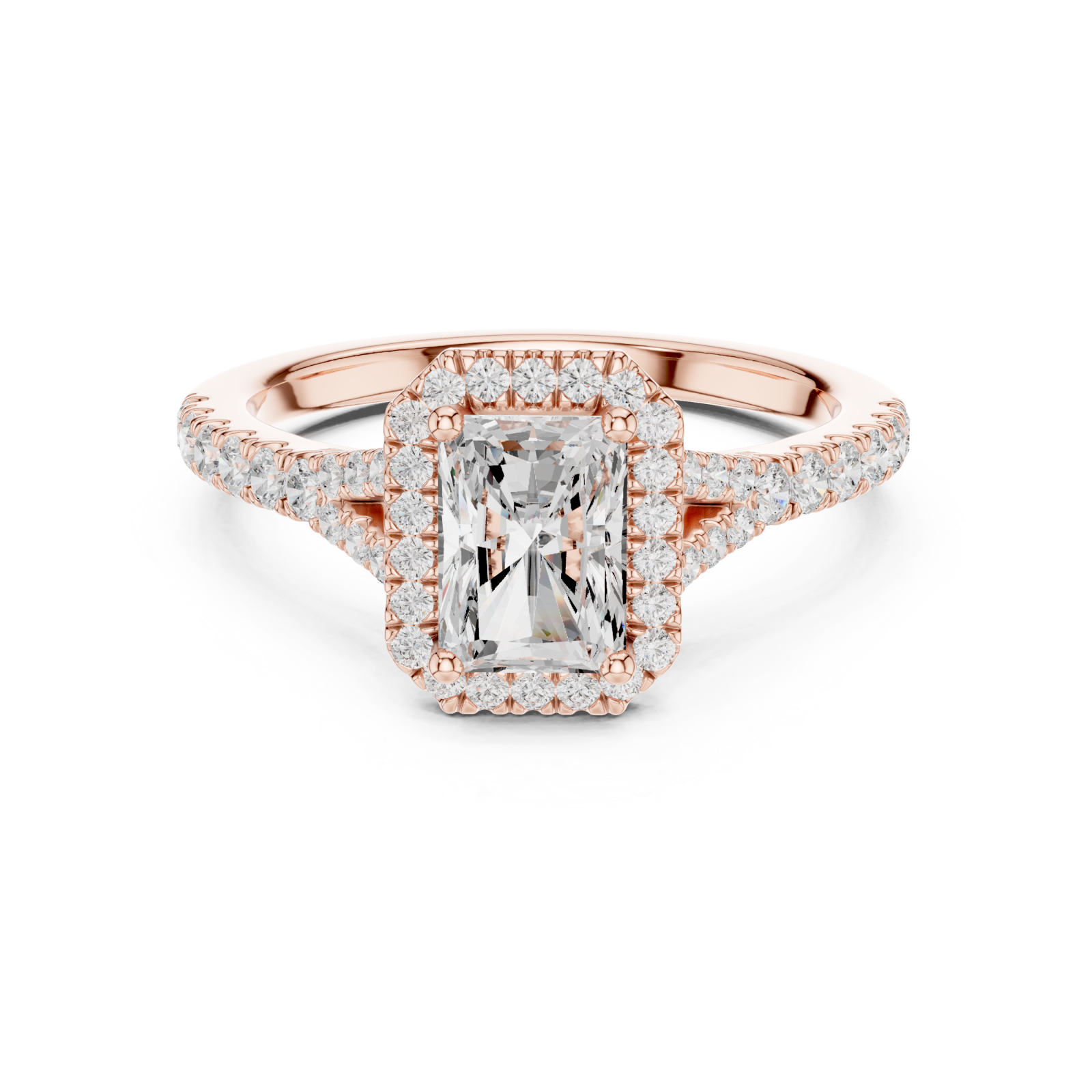  Rose Gold Luminous Cascade Solitaire Ring Front View