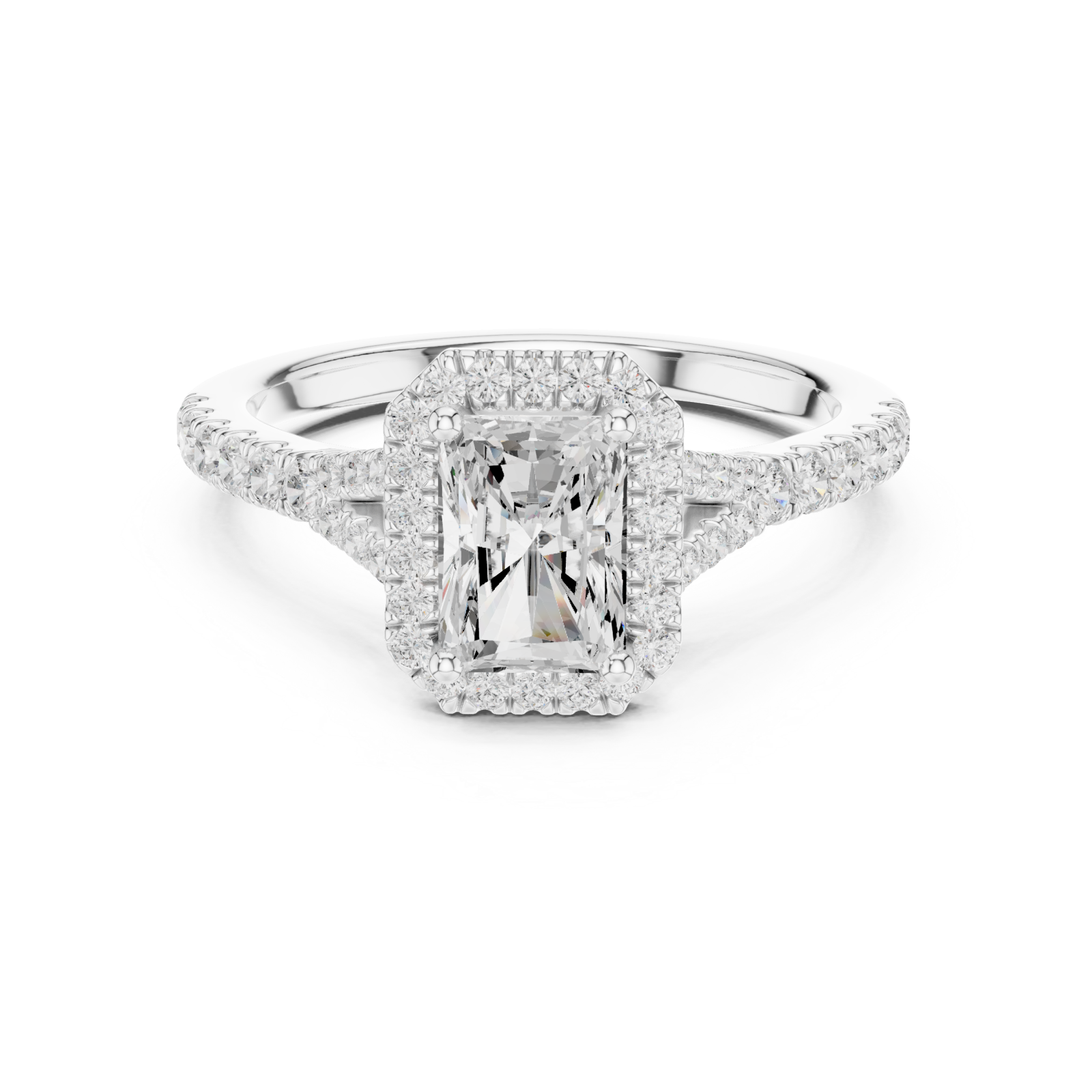  White Gold Luminous Cascade Solitaire Ring Front View