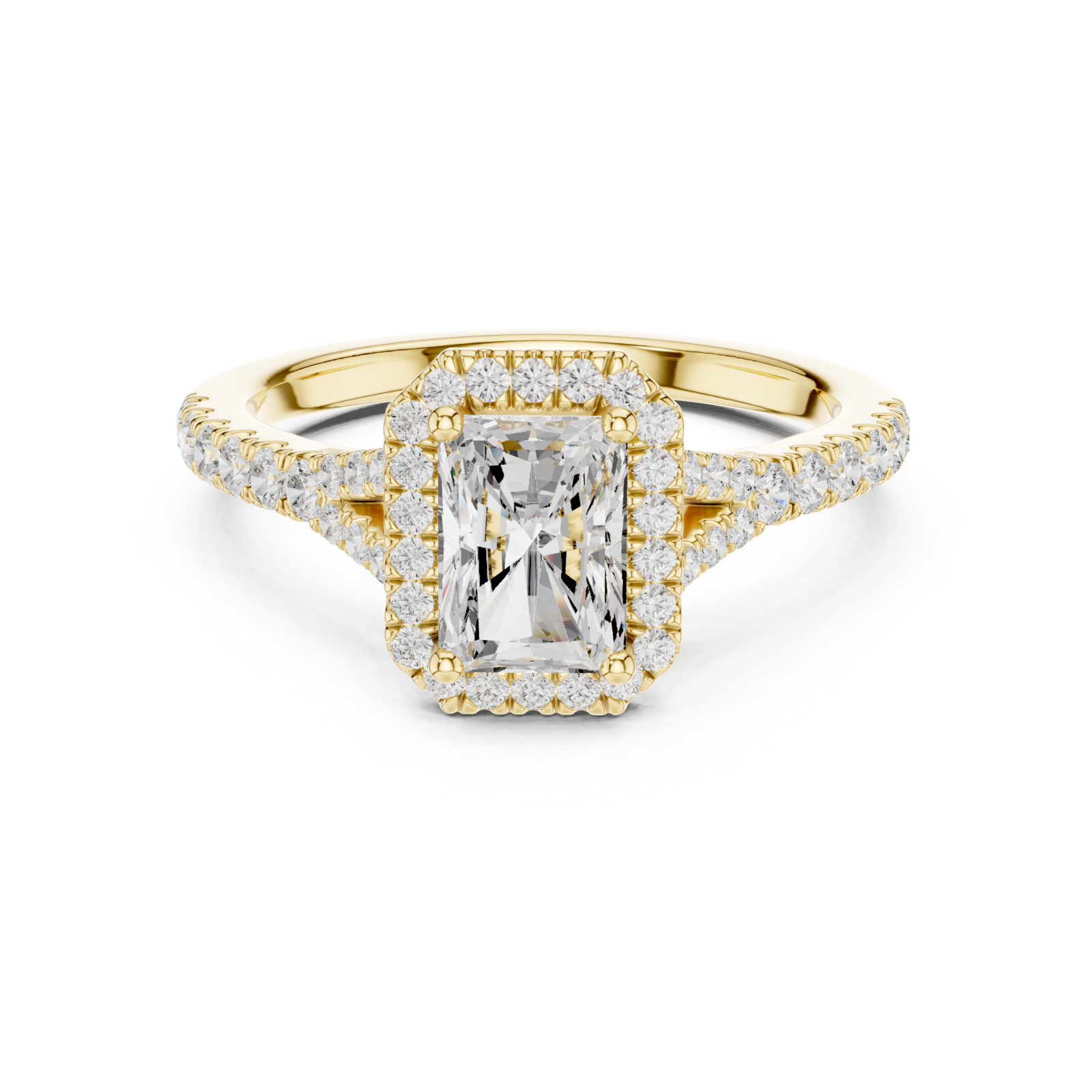  Gold Luminous Cascade Solitaire Ring Front View