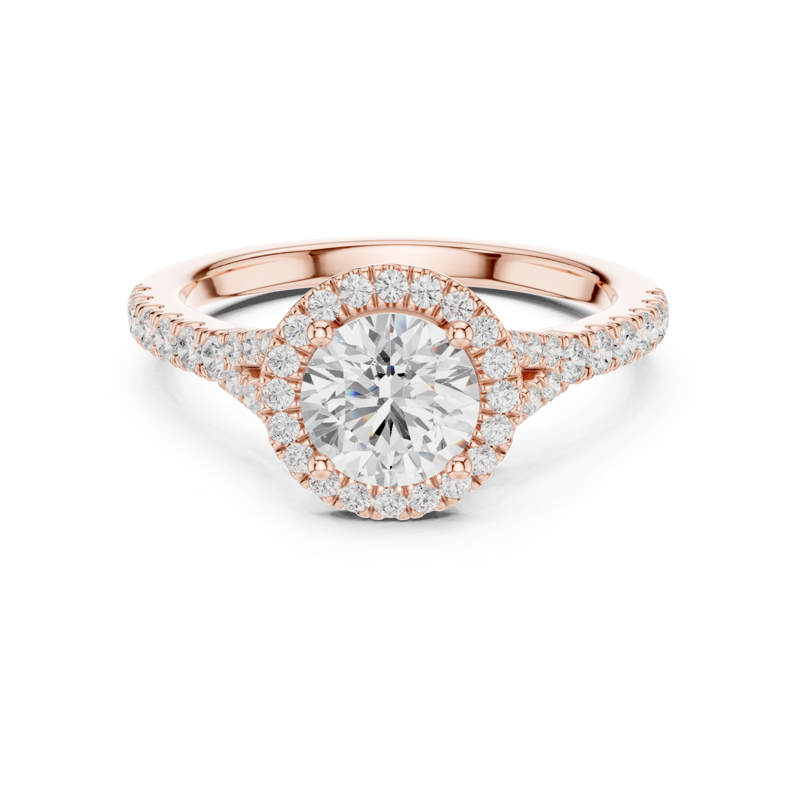  Rose Gold Lumina Halo Touch Ring Front View