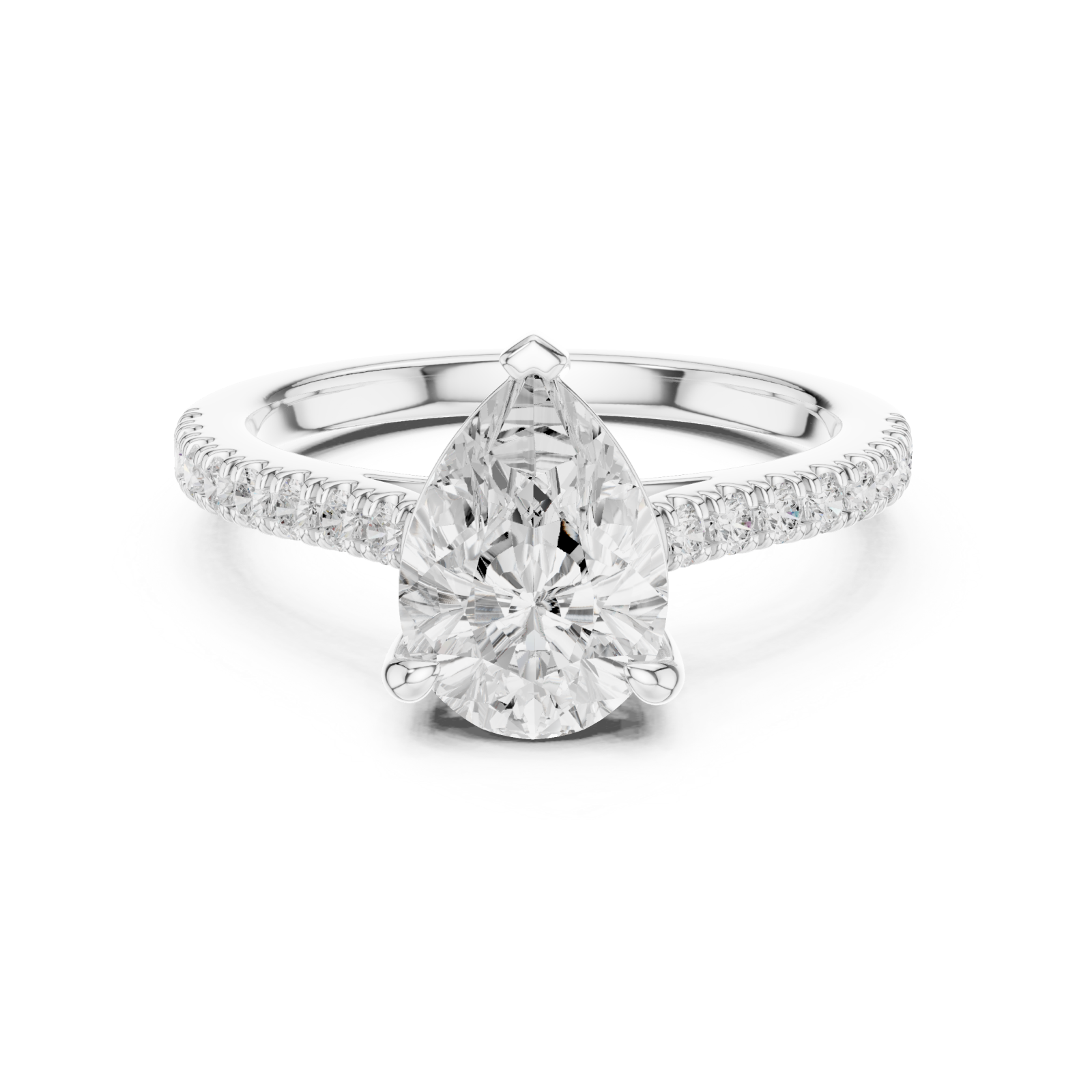 White Gold Graceful Promise Ring Front View