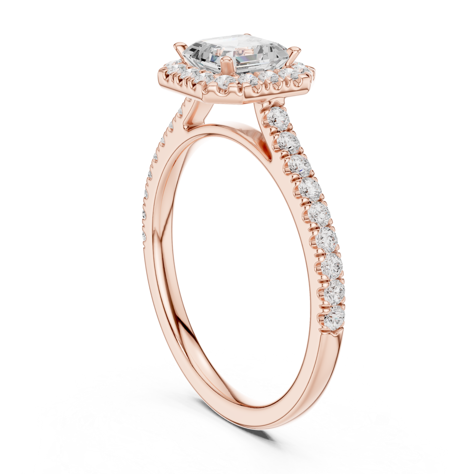  Rose Gold Opulent Luster Cushion Accent Ring Left View