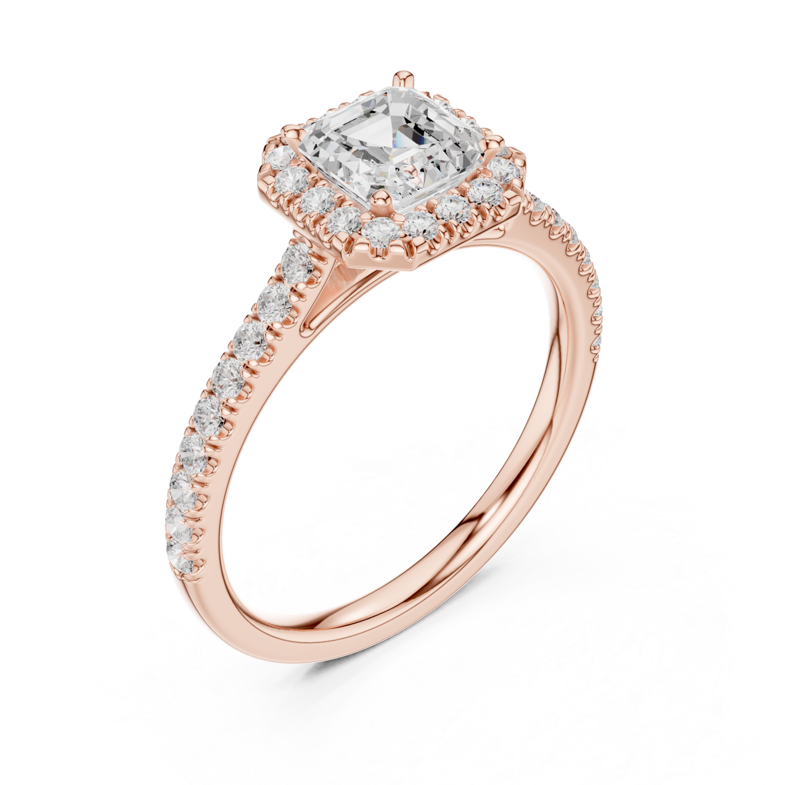  Rose Gold Opulent Luster Cushion Accent Ring Right View