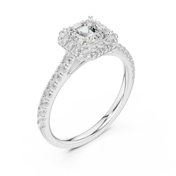  White Gold Opulent Luster Cushion Accent Ring Right View