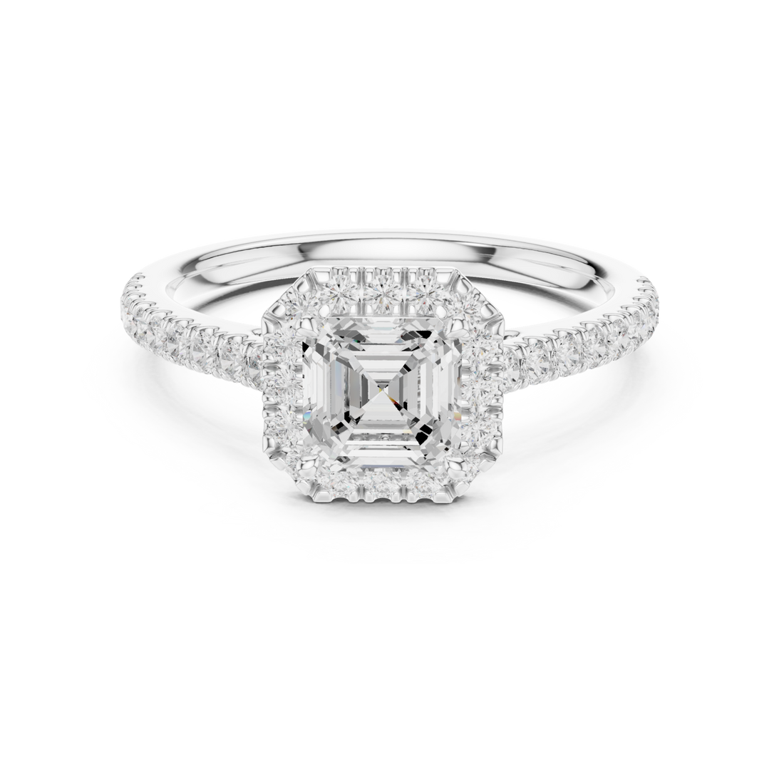  White Gold Opulent Luster Cushion Accent Ring Right View