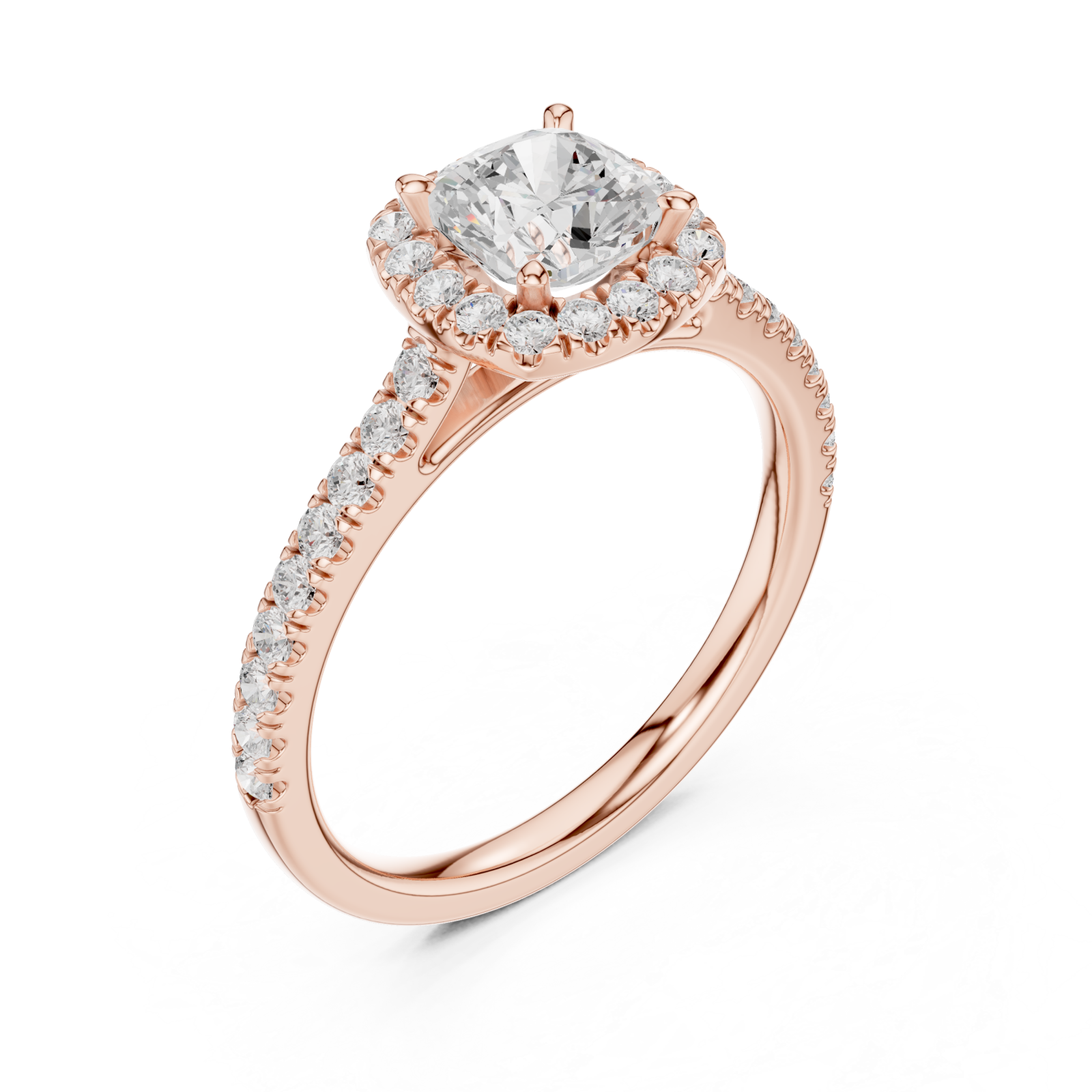  Rose Gold Radiant Halo Setting Ring Right View