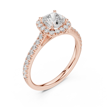  Rose Gold Radiant Halo Setting Ring Right View