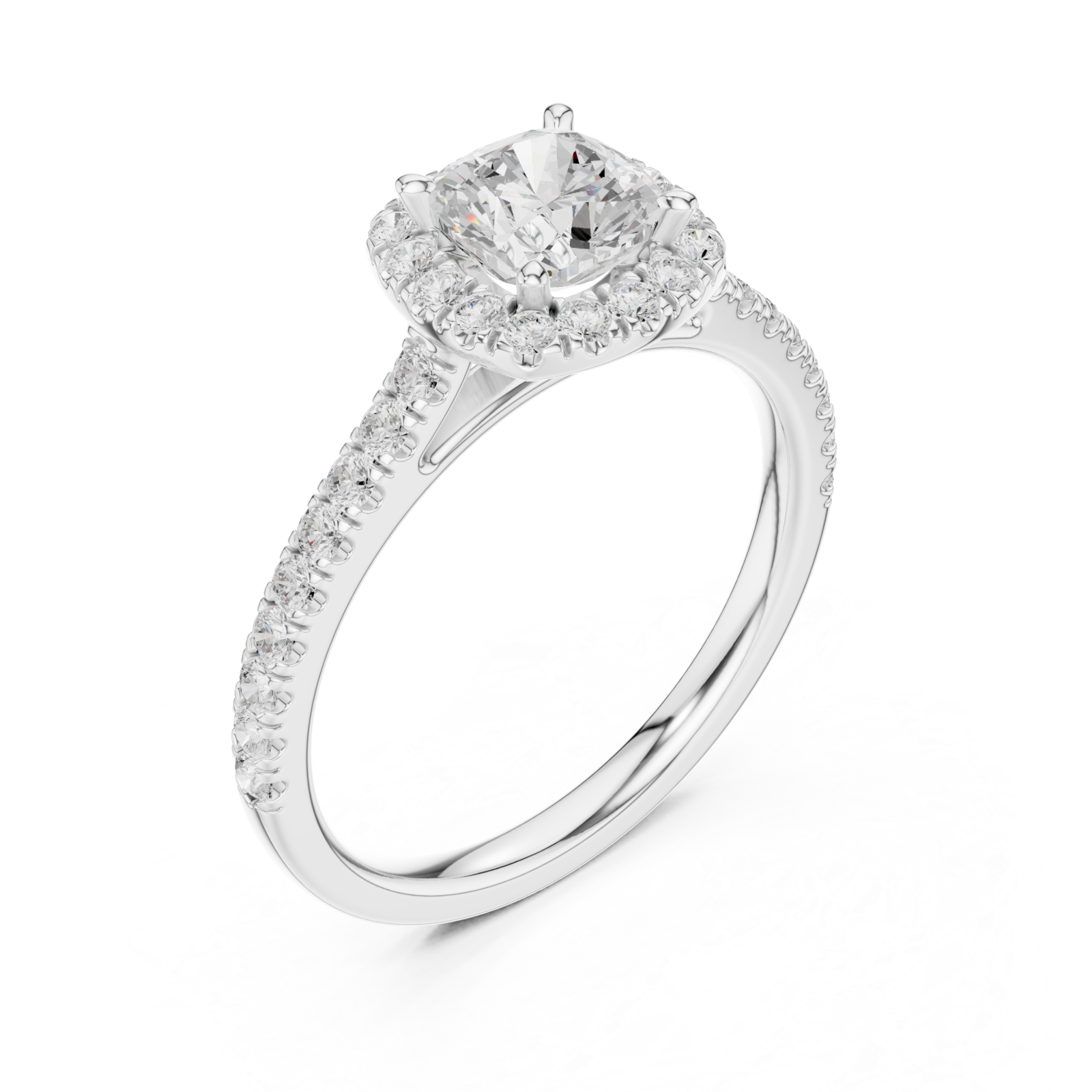  White Gold Radiant Halo Setting Ring Right View