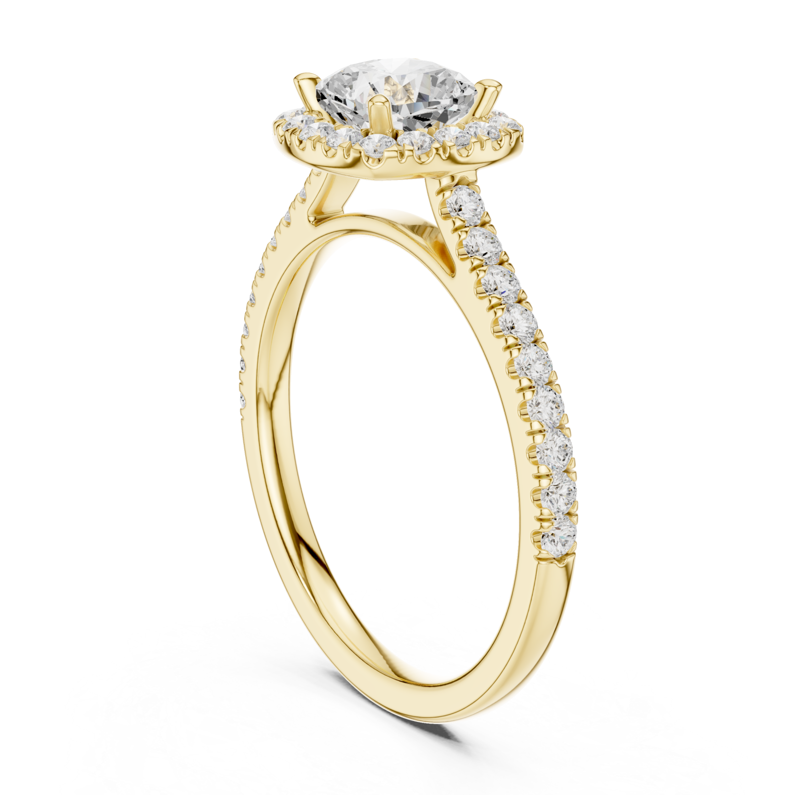  Gold Radiant Halo Setting Ring Left View