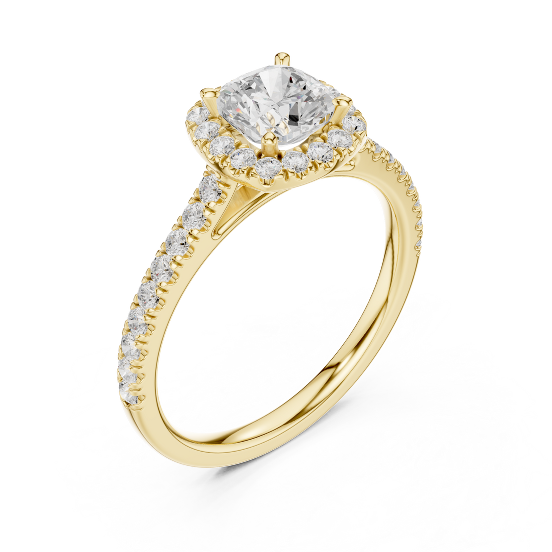 Gold Radiant Halo Setting Ring Right View