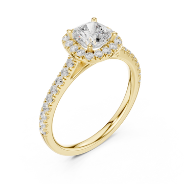 Gold Radiant Halo Setting Ring Right View