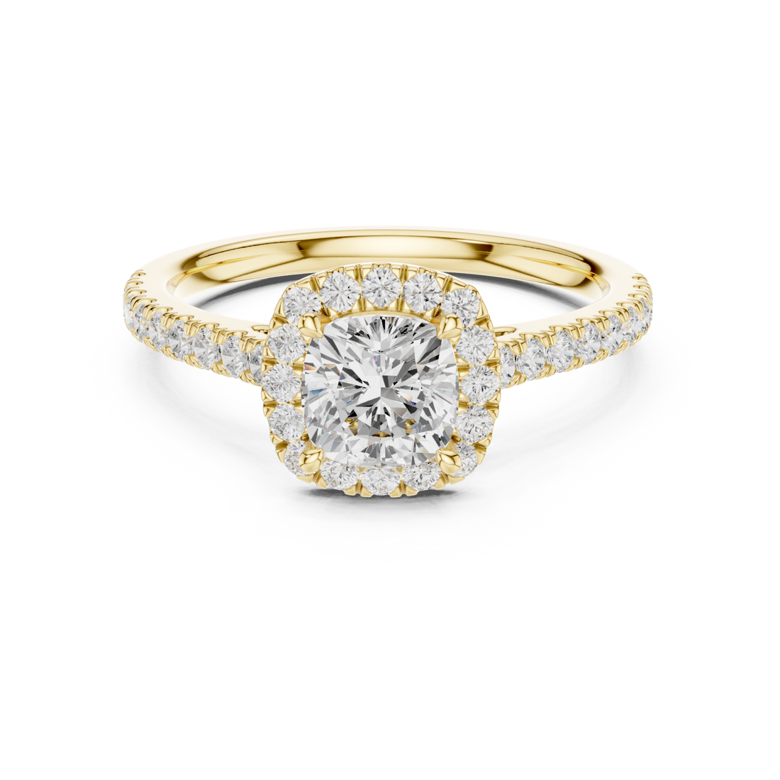 Gold Radiant Halo Setting Ring Right View
