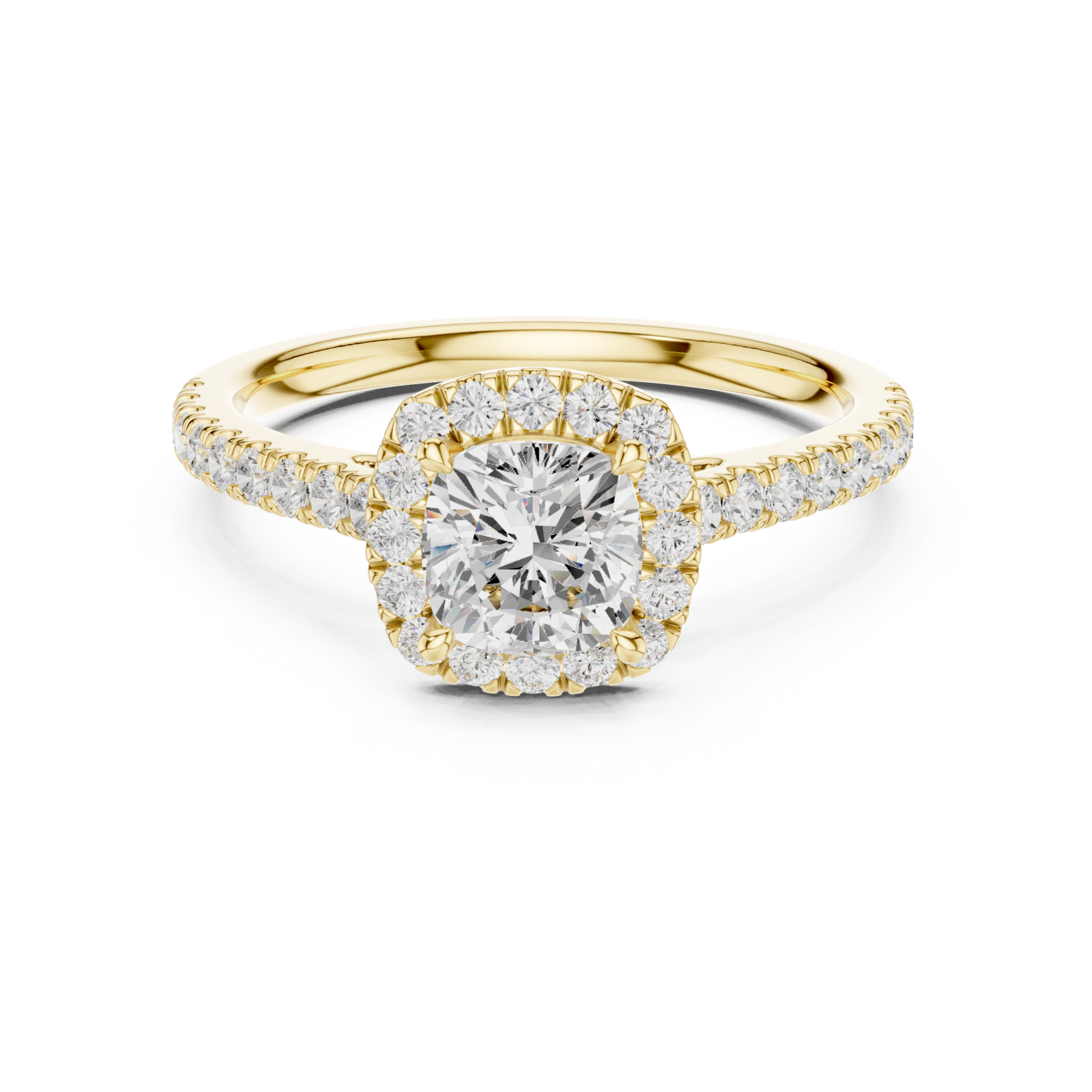  Gold Radiant Halo Setting Ring Front View