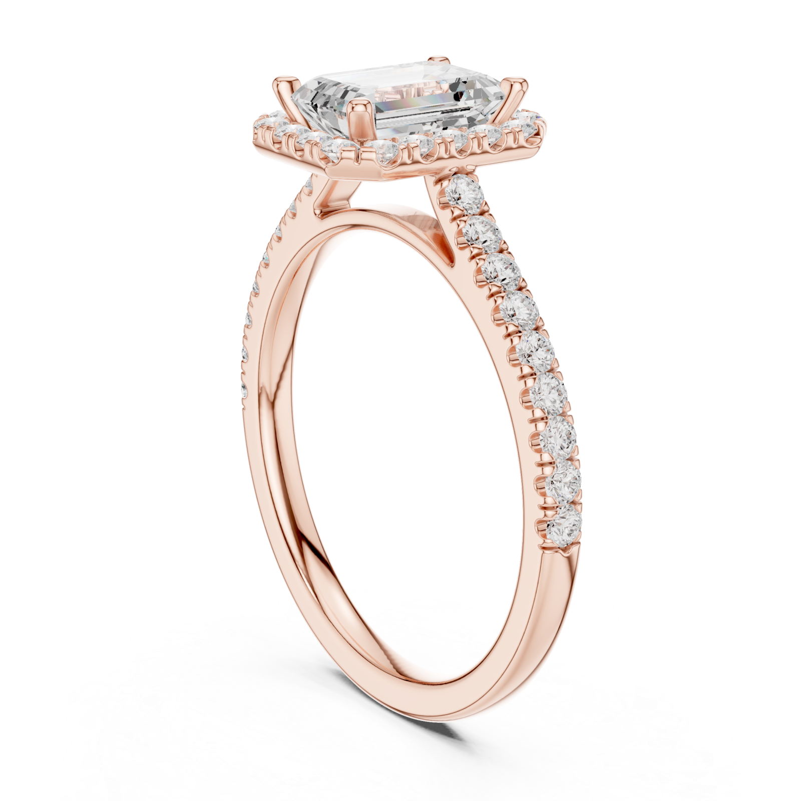  Rose Gold Eternal Reverie Emerald Cut Accent Ring Left View