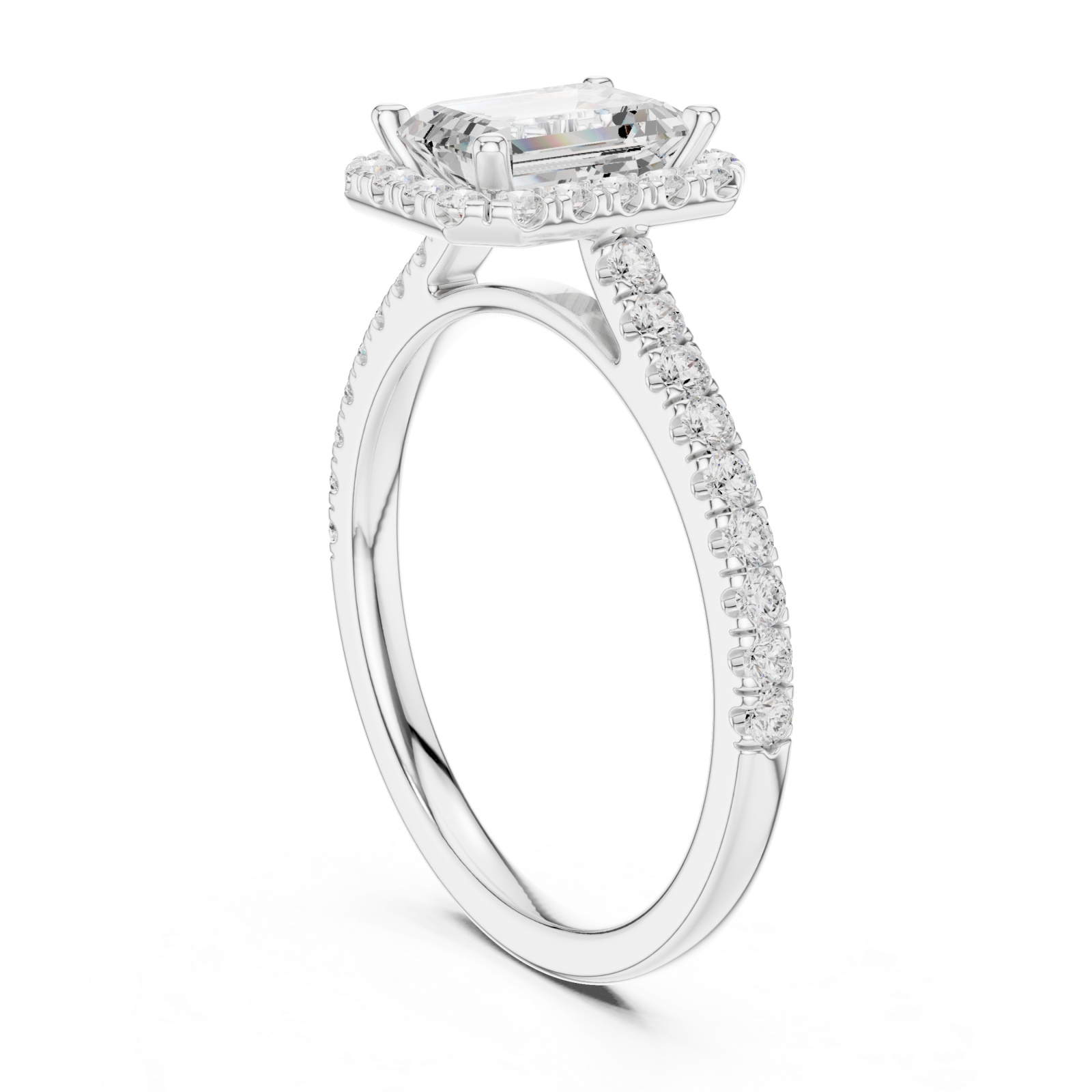  White Gold Eternal Reverie Emerald Cut Accent Ring Left View