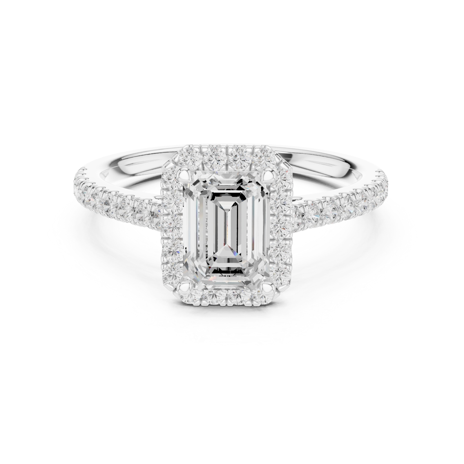  White Gold Eternal Reverie Emerald Cut Accent Ring Front View