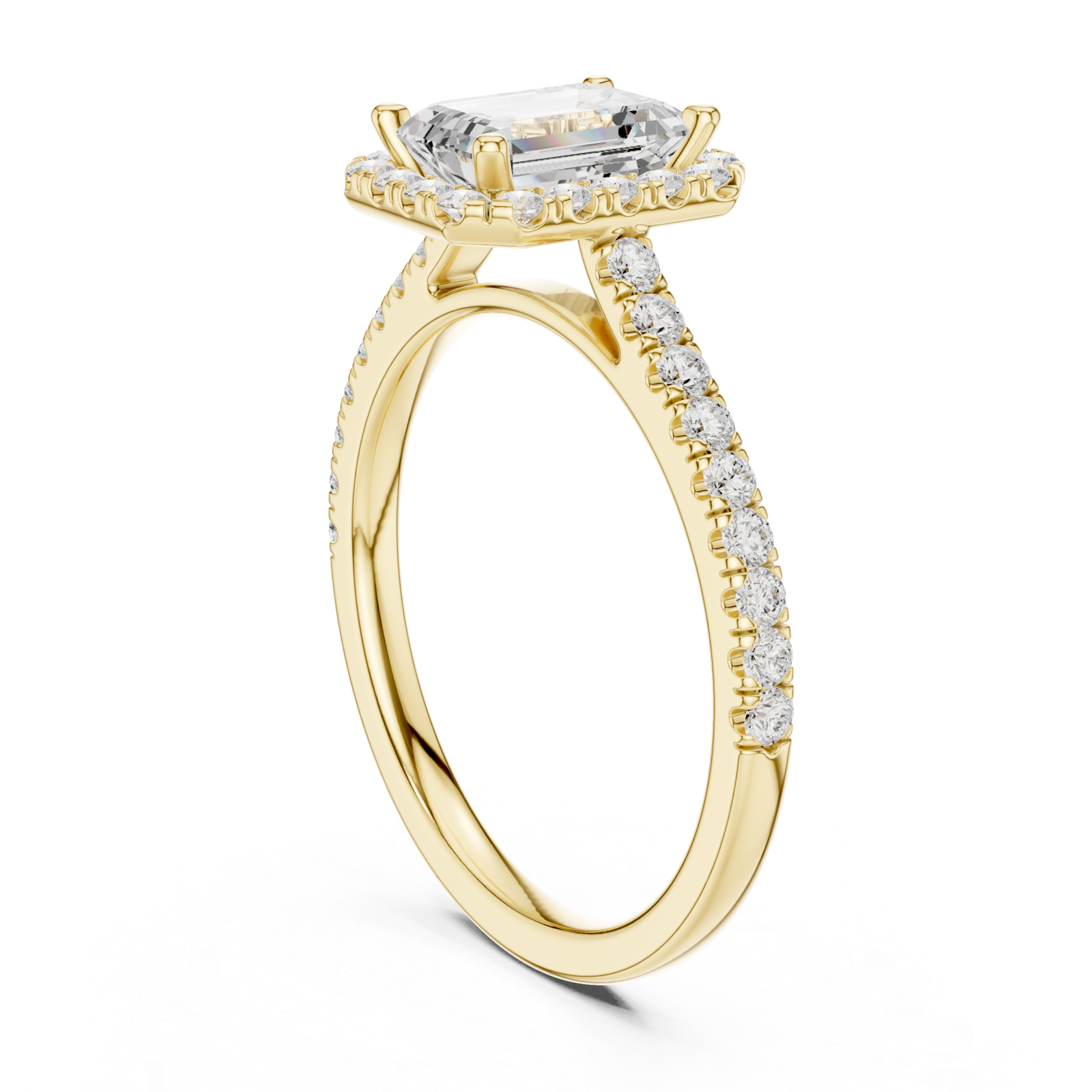  Gold Eternal Reverie Emerald Cut Accent Ring Left View