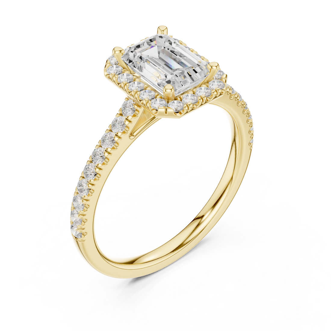 Gold Eternal Reverie Emerald Cut Accent Ring Right View