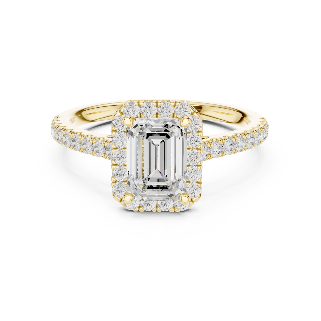 Gold Eternal Reverie Emerald Cut Accent Ring Right View