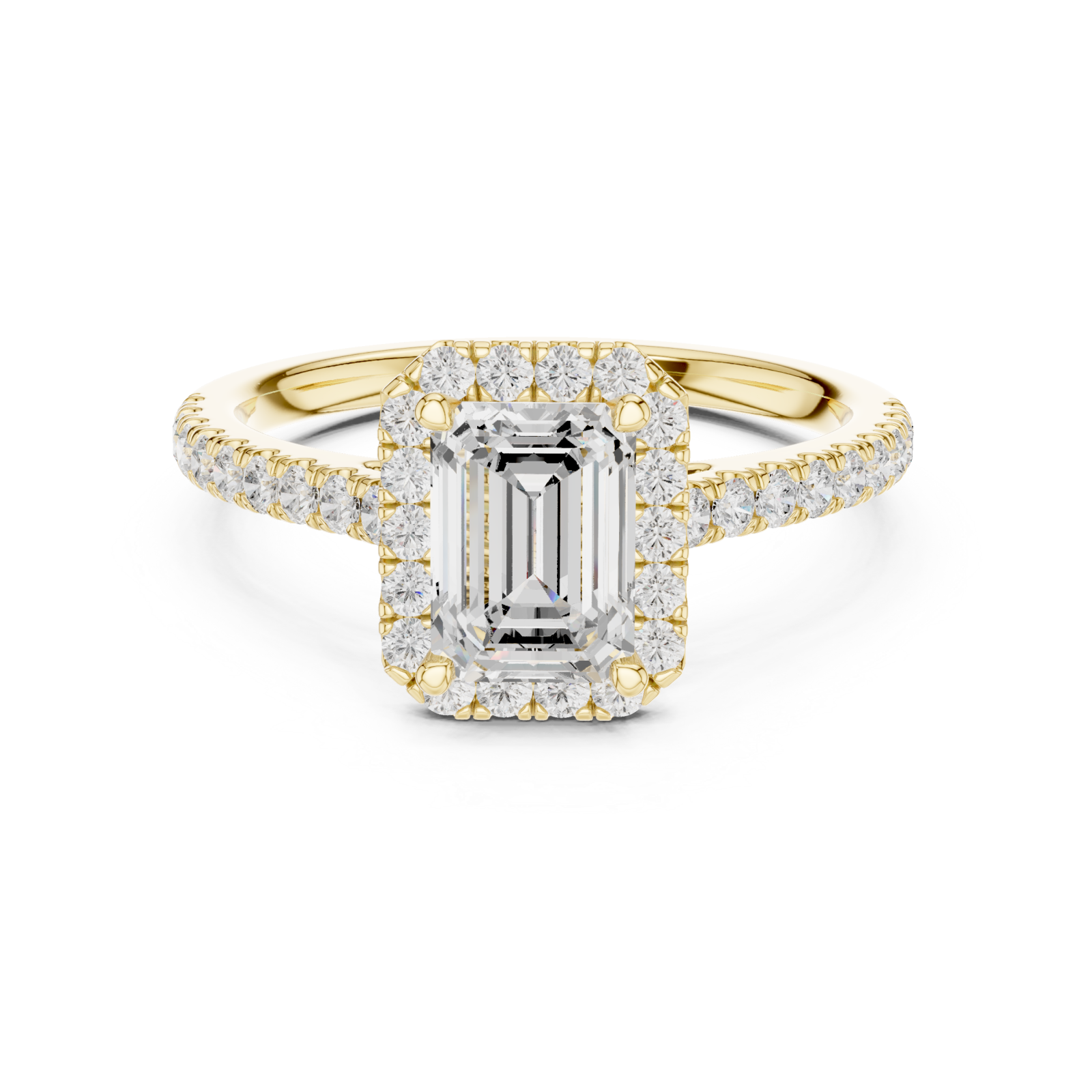  Gold Eternal Reverie Emerald Cut Accent Ring Front View