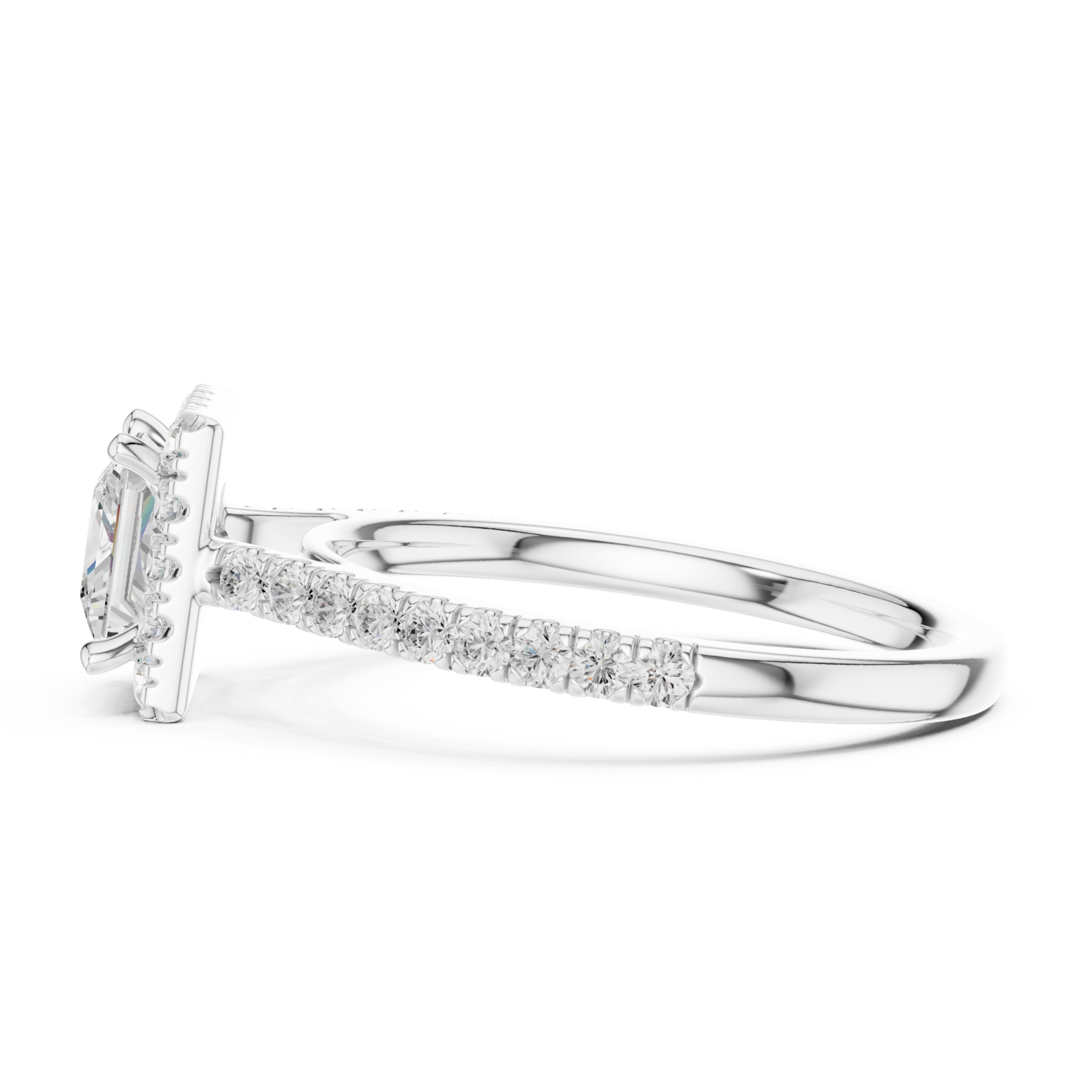  White Gold Graceful Promise Vintage Inspired Ring Side View