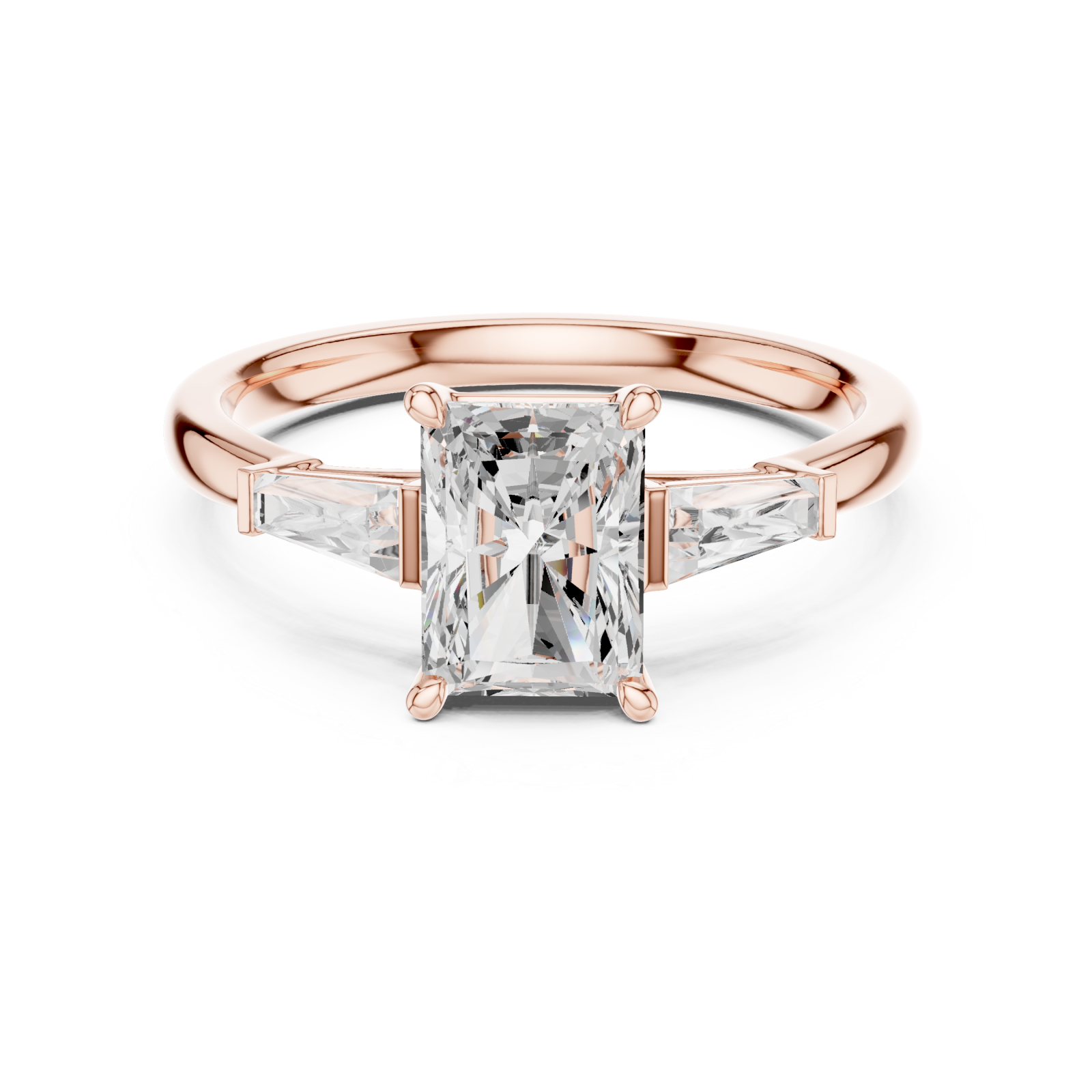  Rose Gold Modern Tranquility Art Deco Ring Front View