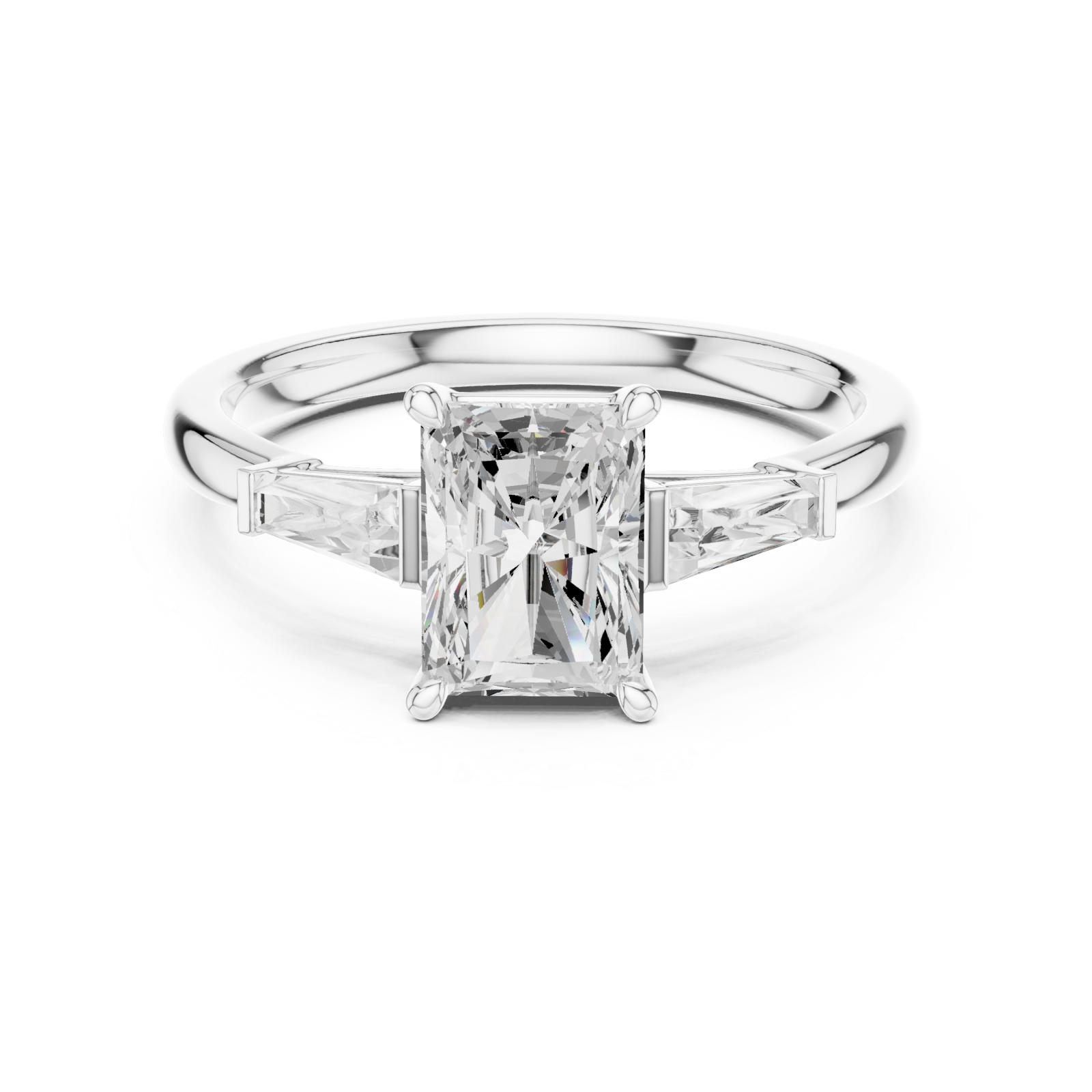  White Gold Modern Tranquility Art Deco Ring Front View