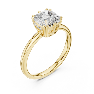 Gold Radiant Embrace Solitaire Halo Accent Ring Right View